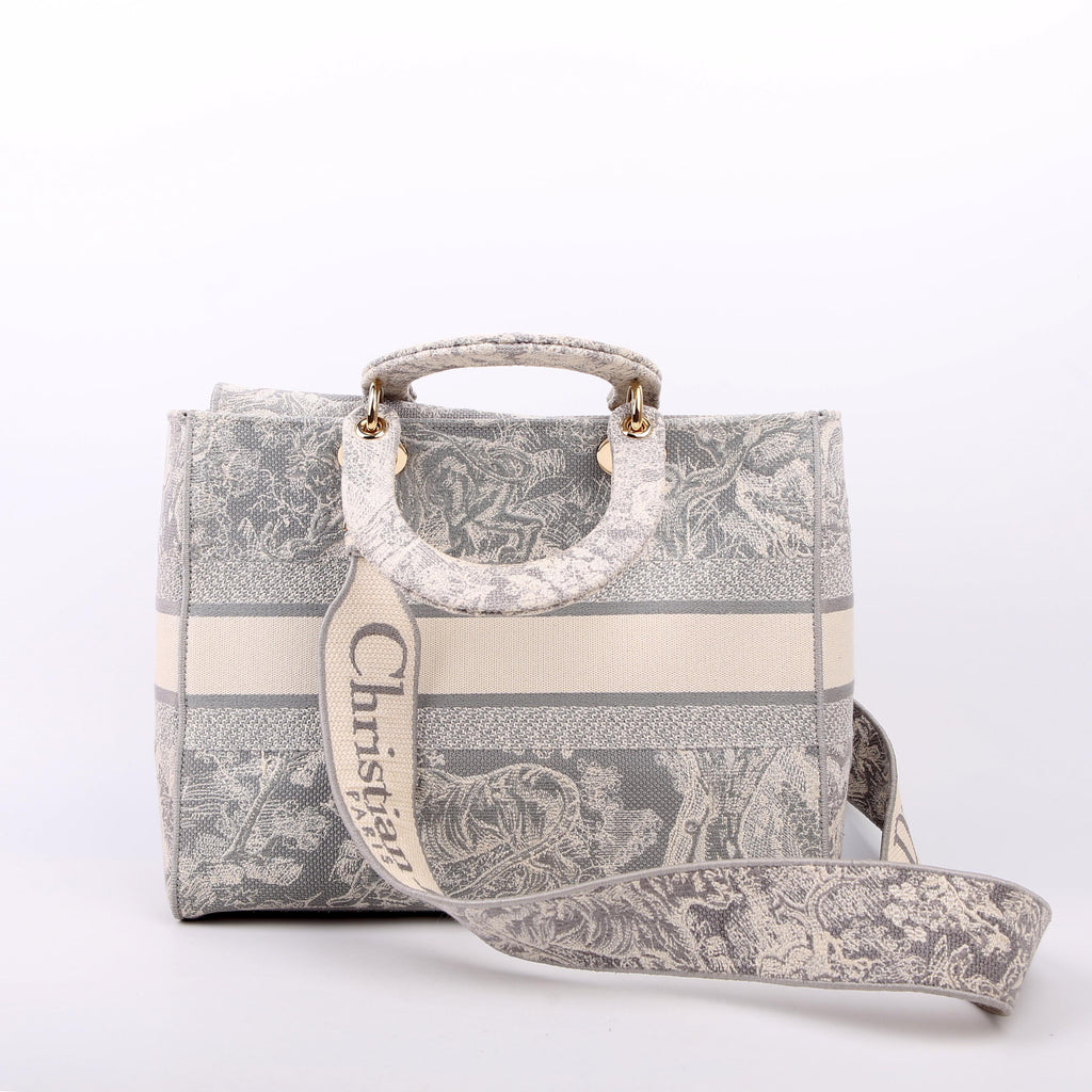 Christian Dior Lady D-Lite Toile De Jouy Large Grey