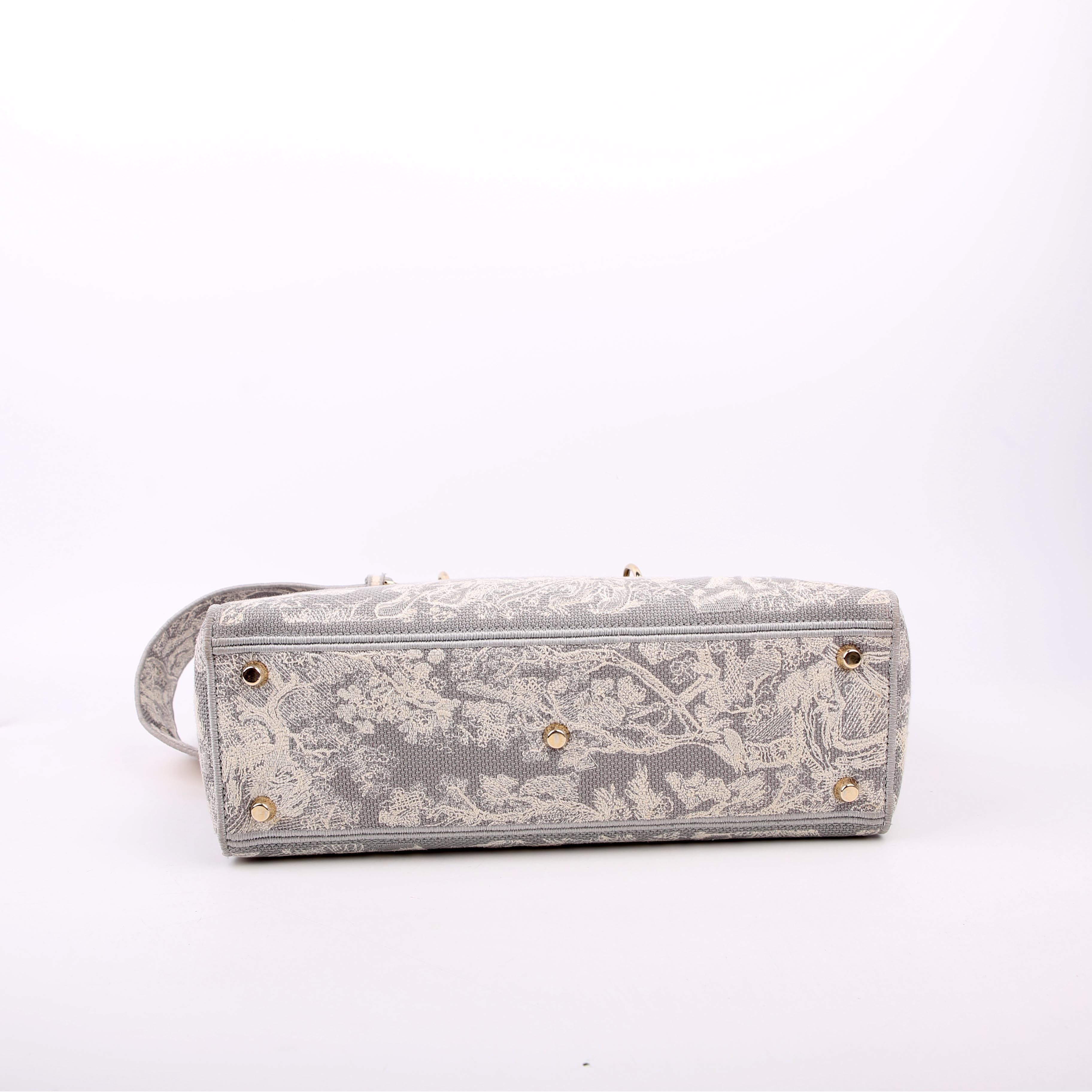 Christian Dior Lady D-Lite Toile De Jouy Large Grey