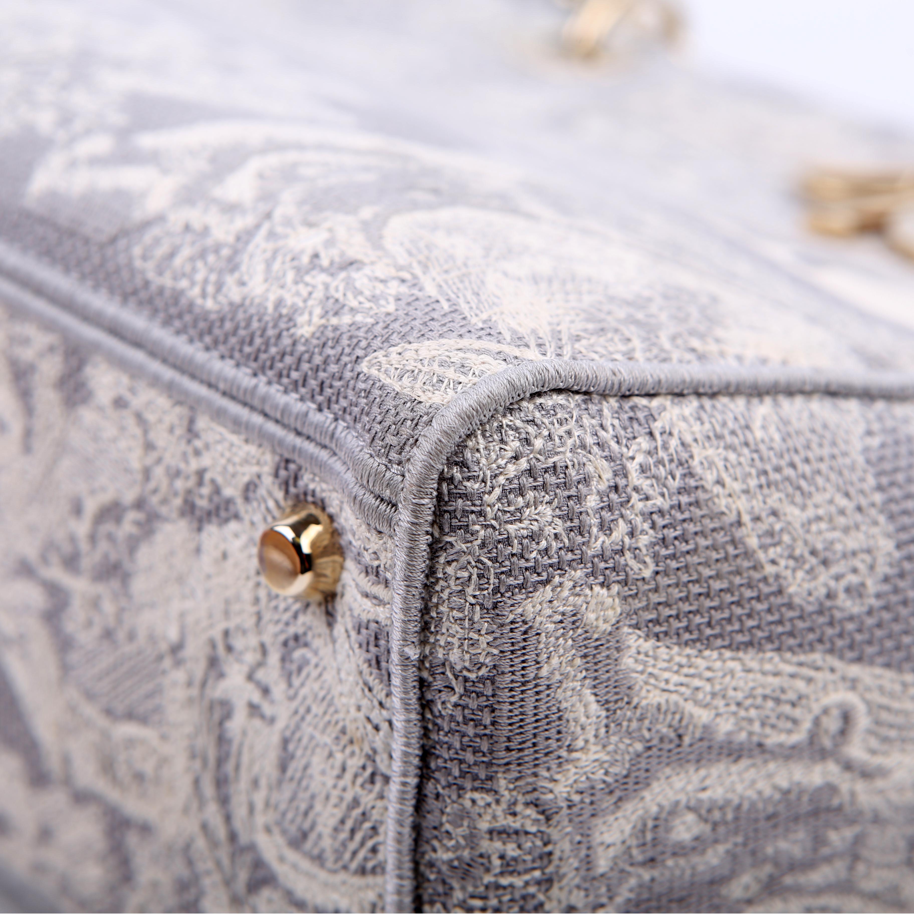 Christian Dior Lady D-Lite Toile De Jouy Large Grey