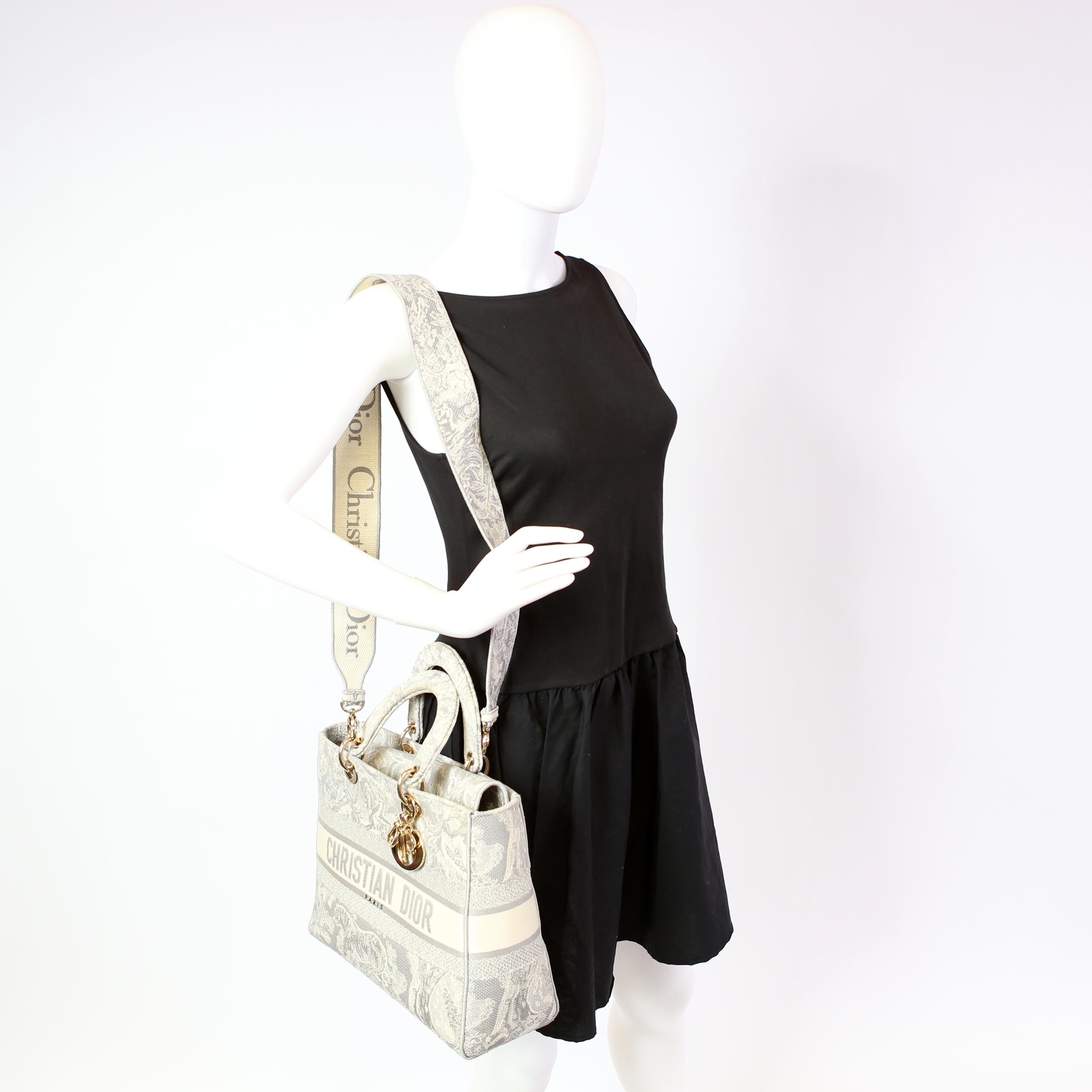 Christian Dior Lady D-Lite Toile De Jouy Large Grey