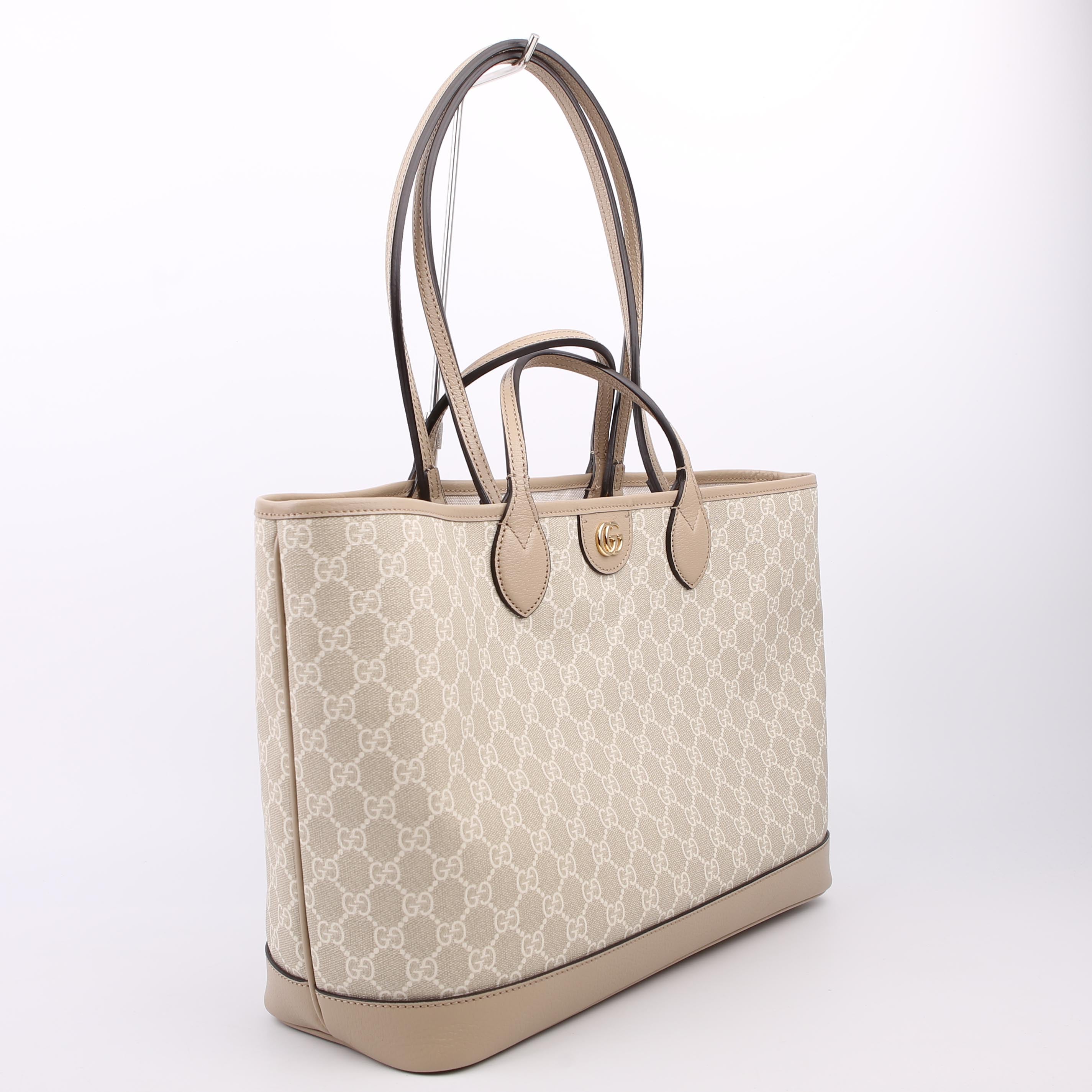 Gucci 739730 Ophidia GG Supreme Medium Tote Beige