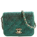 Chanel Strass Diamante Mini Clutch Lambskin RFID Green