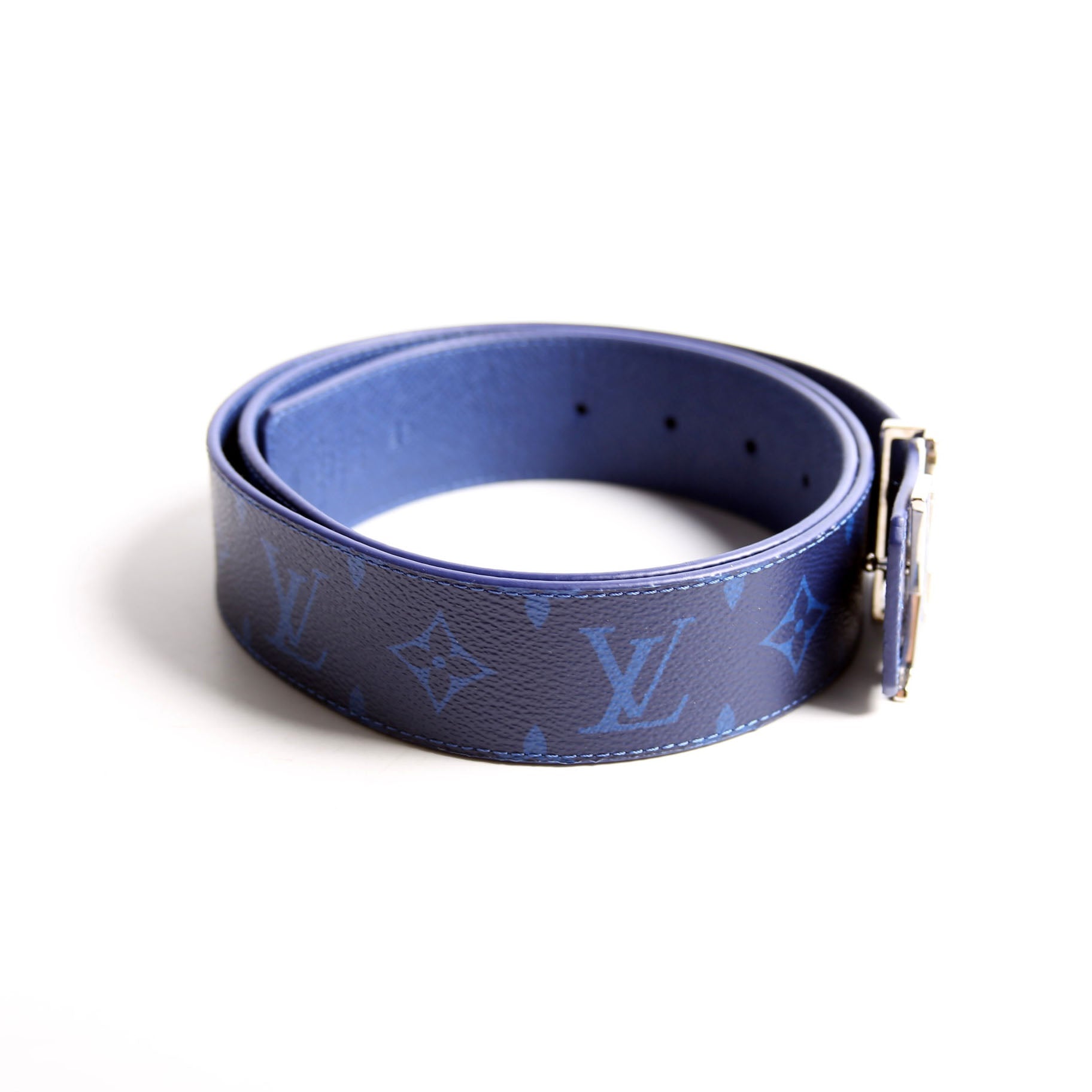 Louis Vuitton LV Initiales 40MM Reversible Leather/Monogram Cobalt Belt Size 100/40
