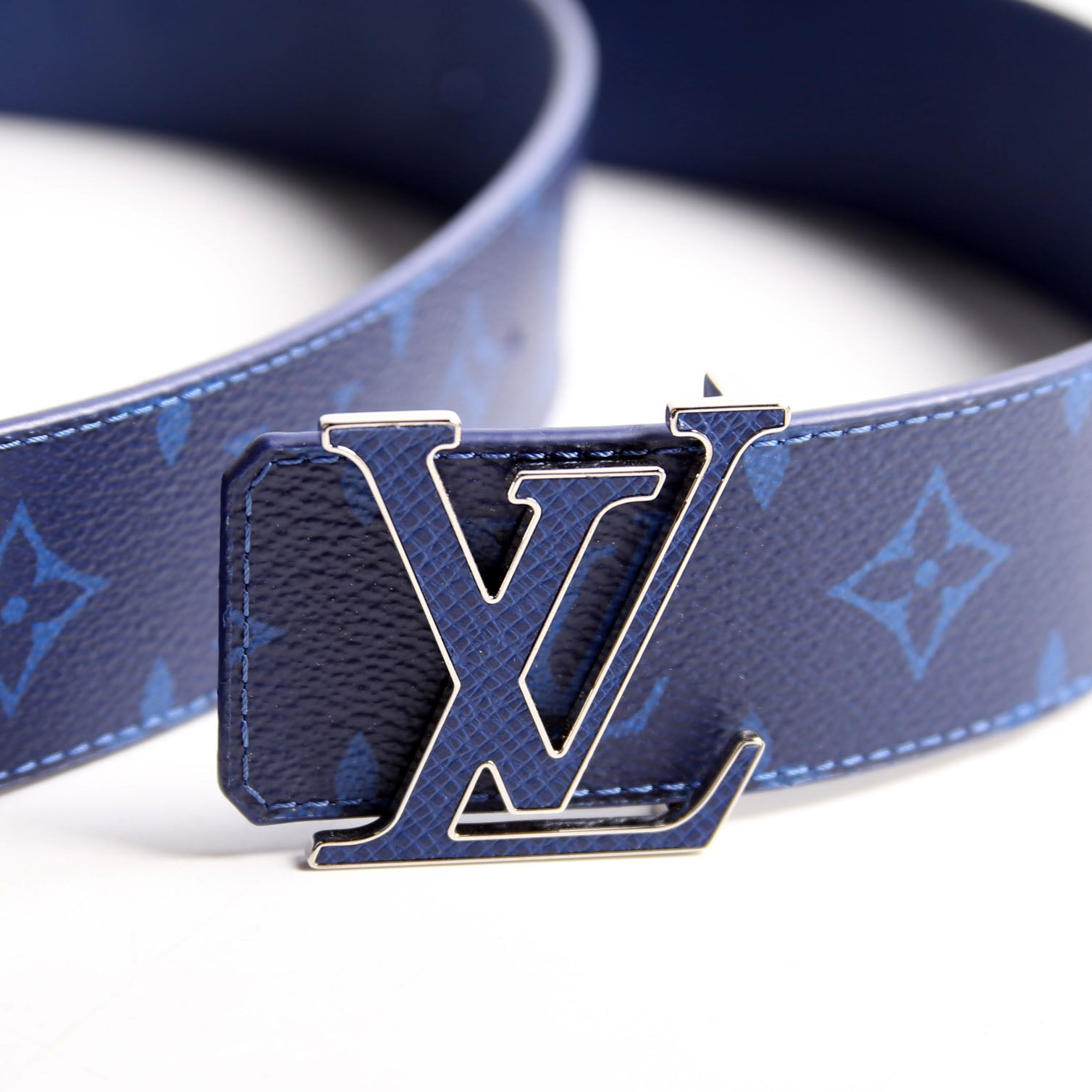 Louis Vuitton LV Initiales 40MM Reversible Leather/Monogram Cobalt Belt Size 100/40