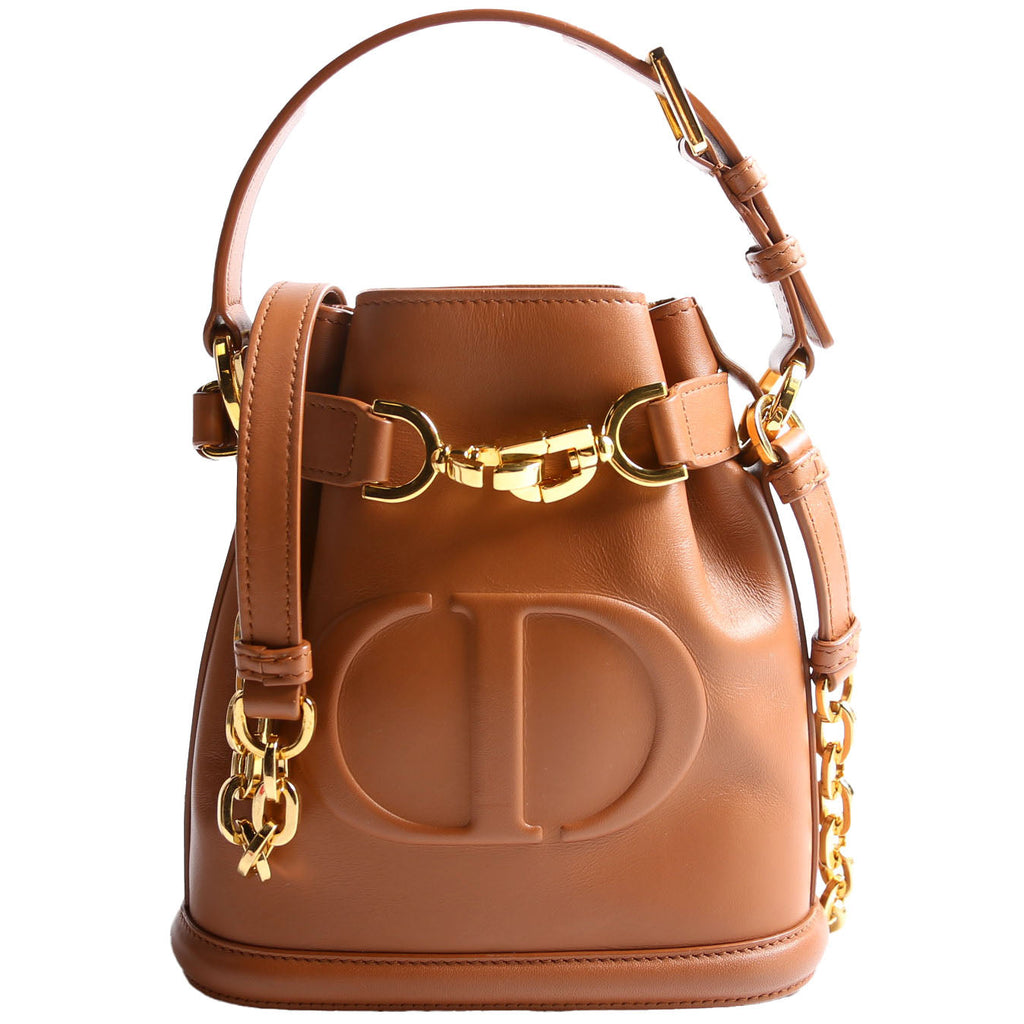 Christian Dior CD Embossed C'Est Bucket Bag Small Brown/Gold