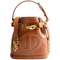 Christian Dior CD Embossed C'Est Bucket Bag Small Brown/Gold