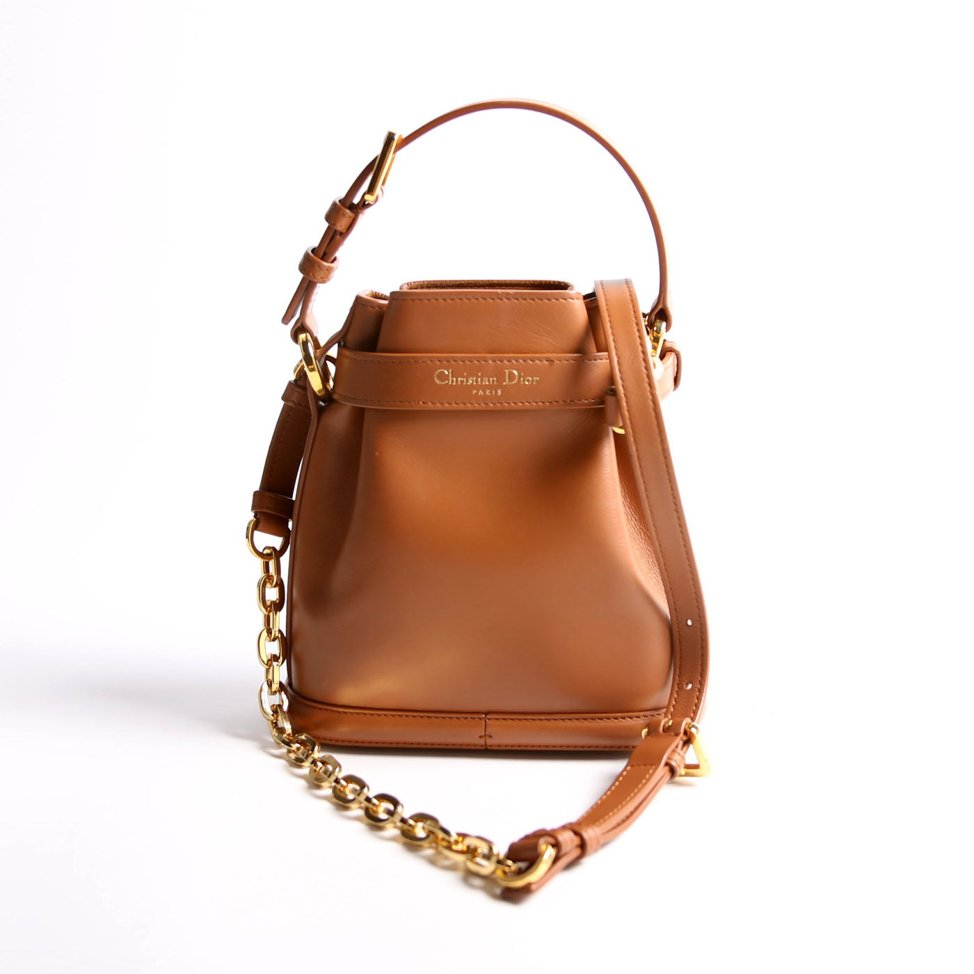 Christian Dior CD Embossed C'Est Bucket Bag Small Brown/Gold