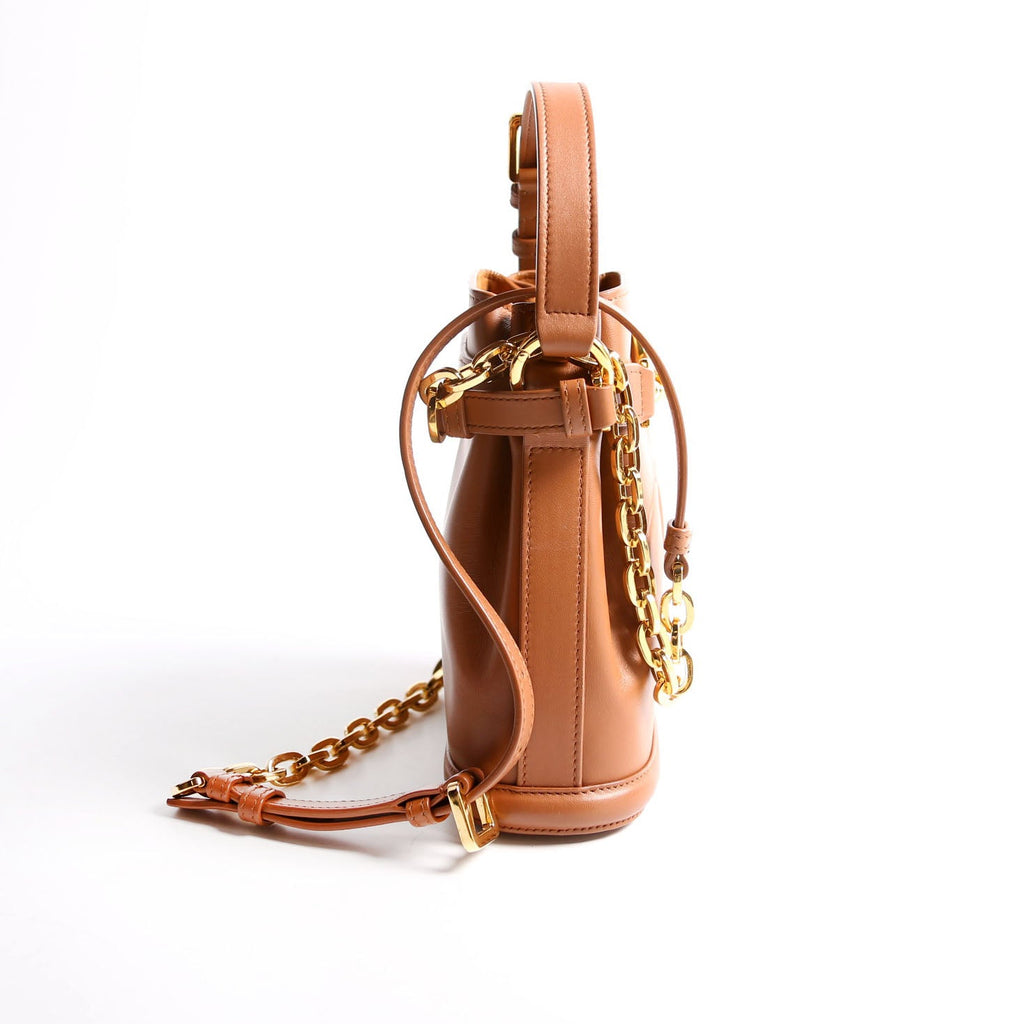 Christian Dior CD Embossed C'Est Bucket Bag Small Brown/Gold