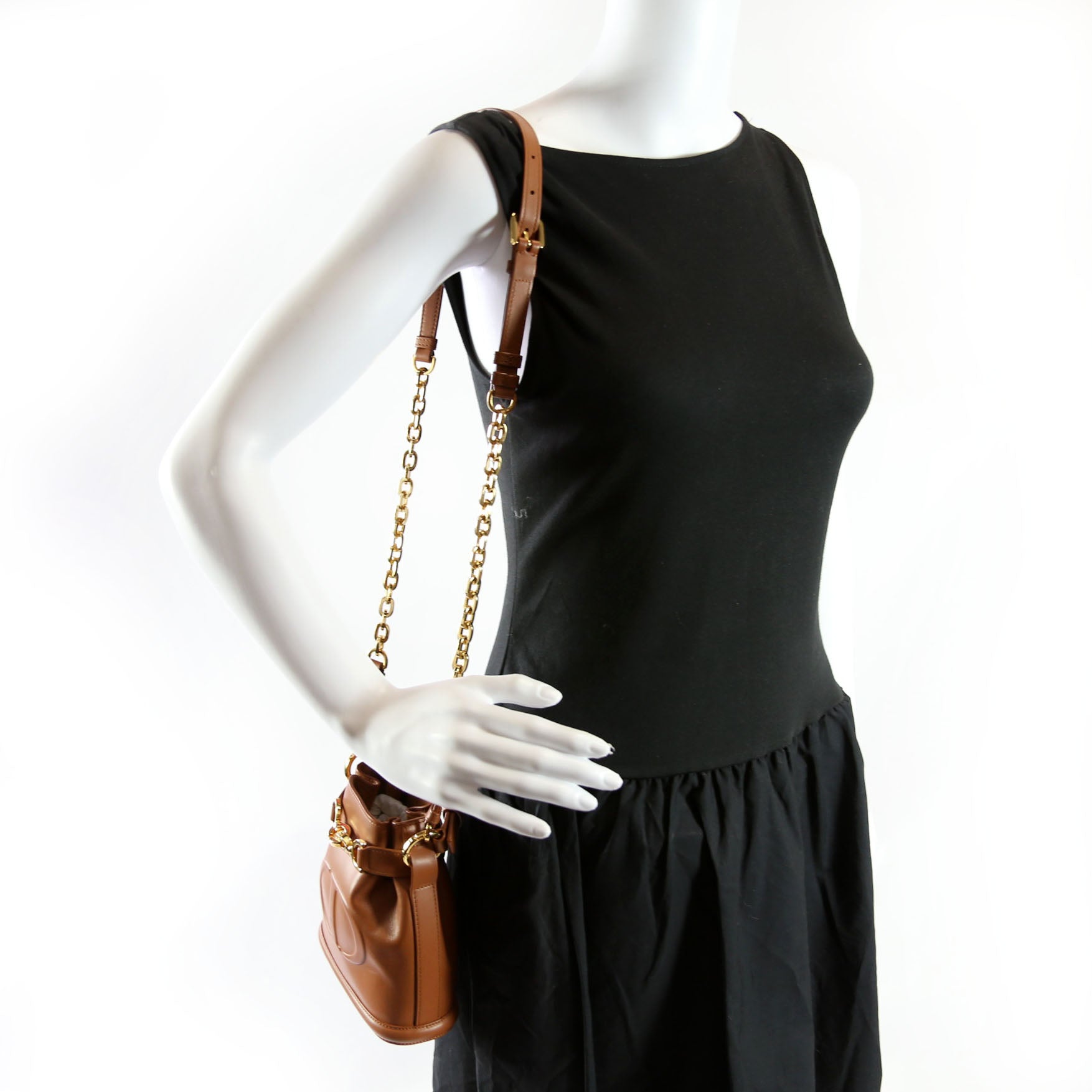 Christian Dior CD Embossed C'Est Bucket Bag Small Brown/Gold