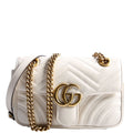 Gucci 446744 Marmont Leather Shooulder Mini Flap White/Gold