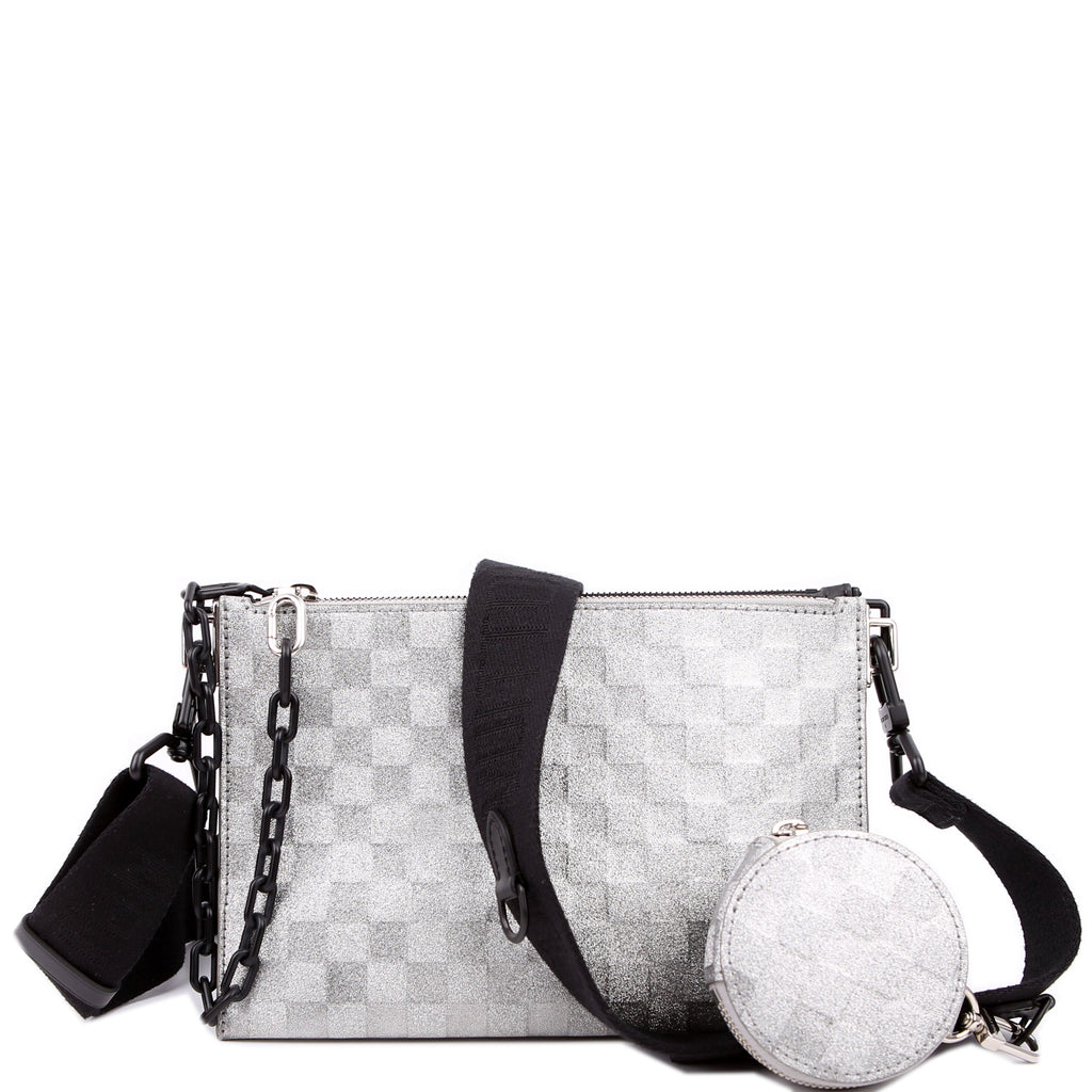Louis Vuitton In The Loop Trio Pouch Damier Glitter Black/Silver