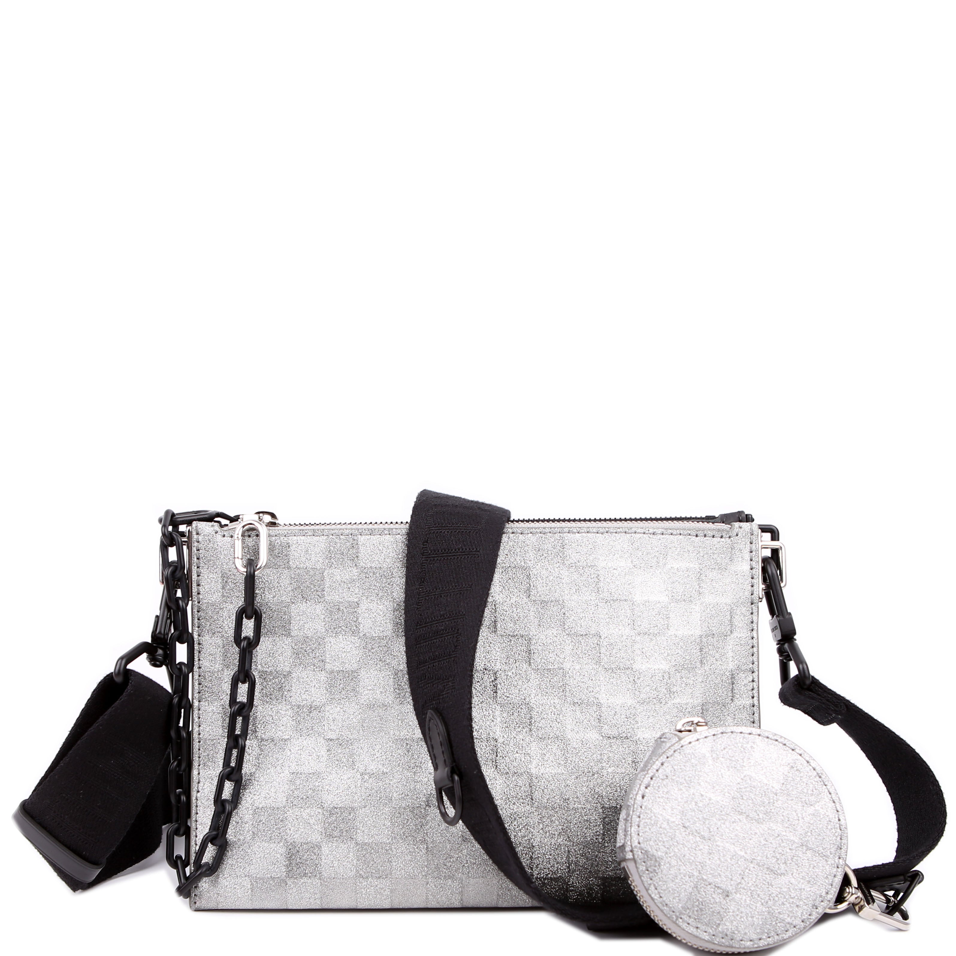 Louis Vuitton In The Loop Trio Pouch Damier Glitter Black/Silver