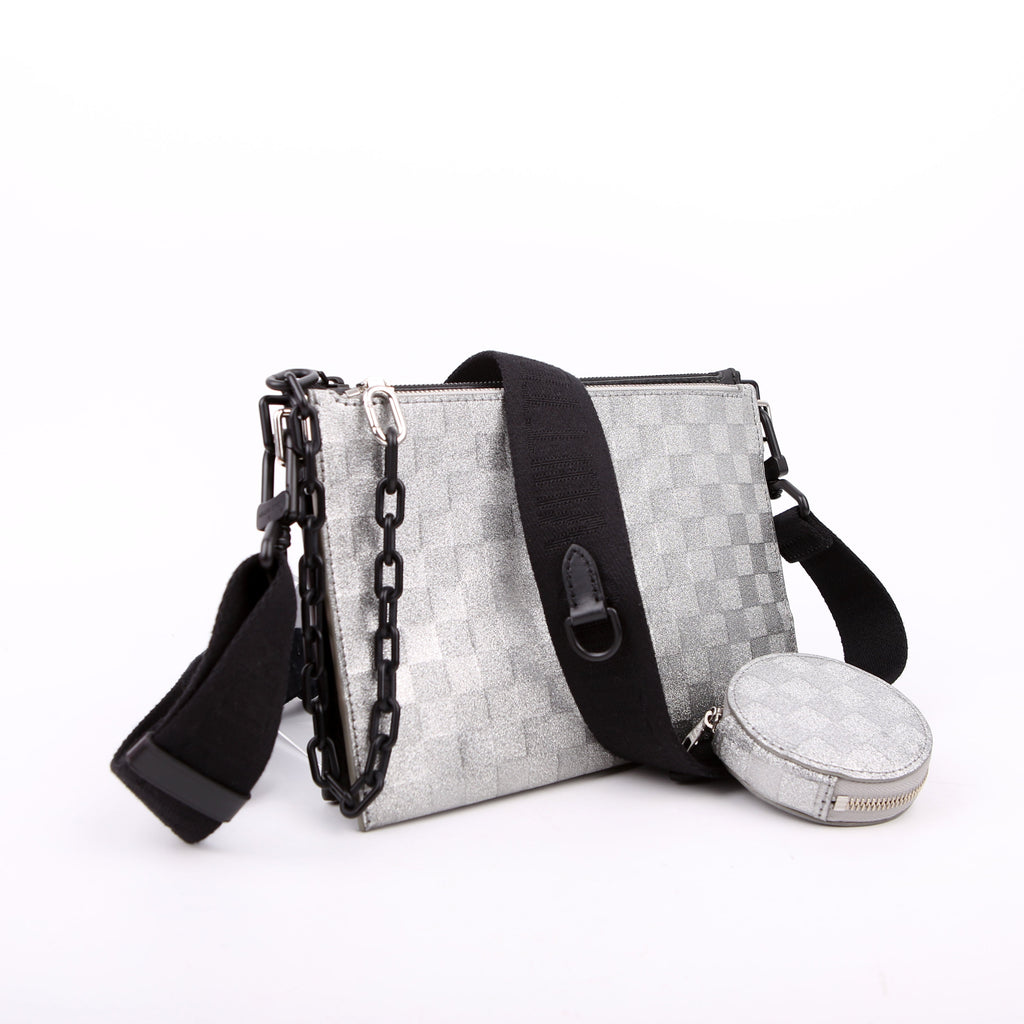 Louis Vuitton In The Loop Trio Pouch Damier Glitter Black/Silver