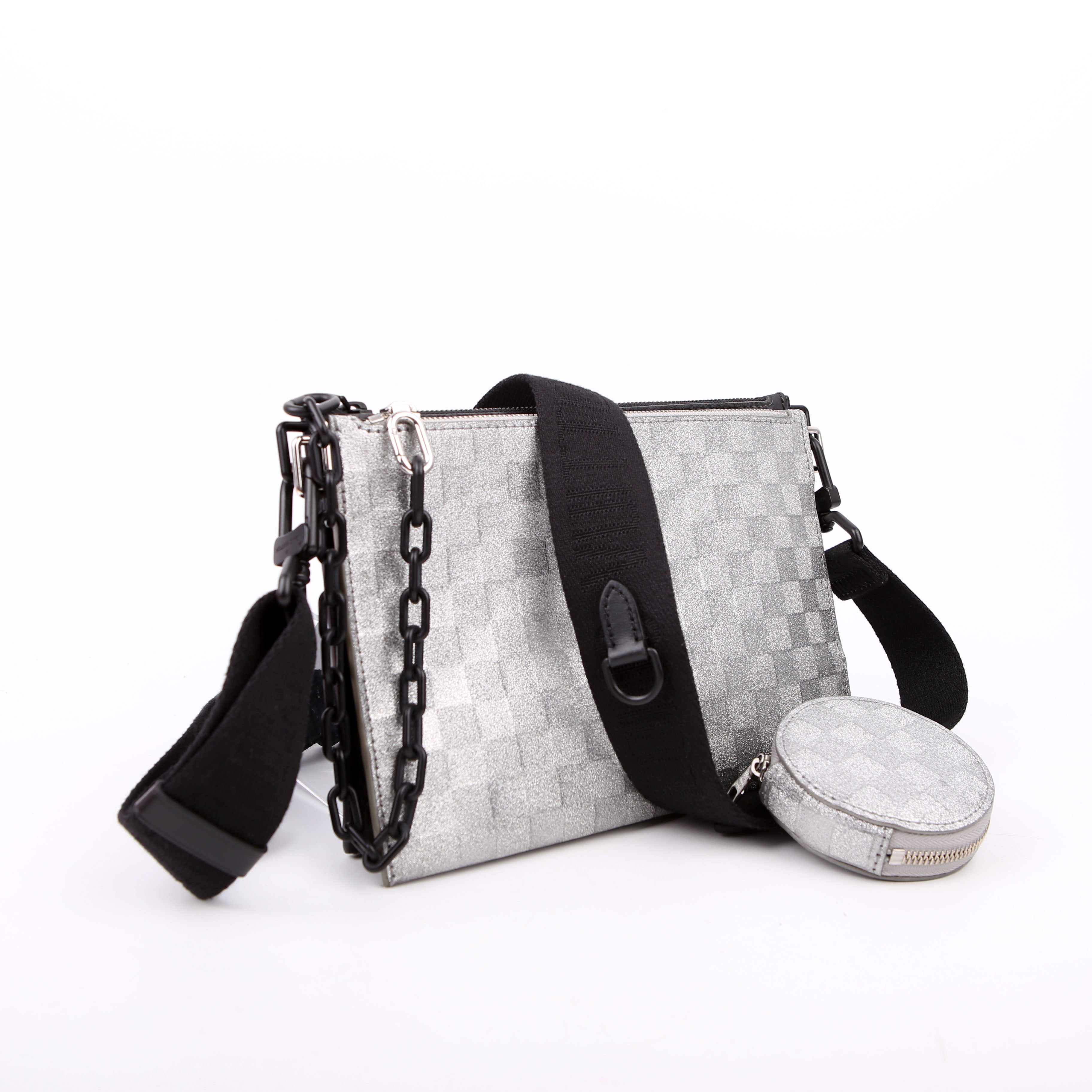 Louis Vuitton In The Loop Trio Pouch Damier Glitter Black/Silver