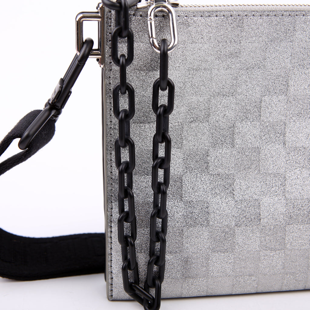 Louis Vuitton In The Loop Trio Pouch Damier Glitter Black/Silver