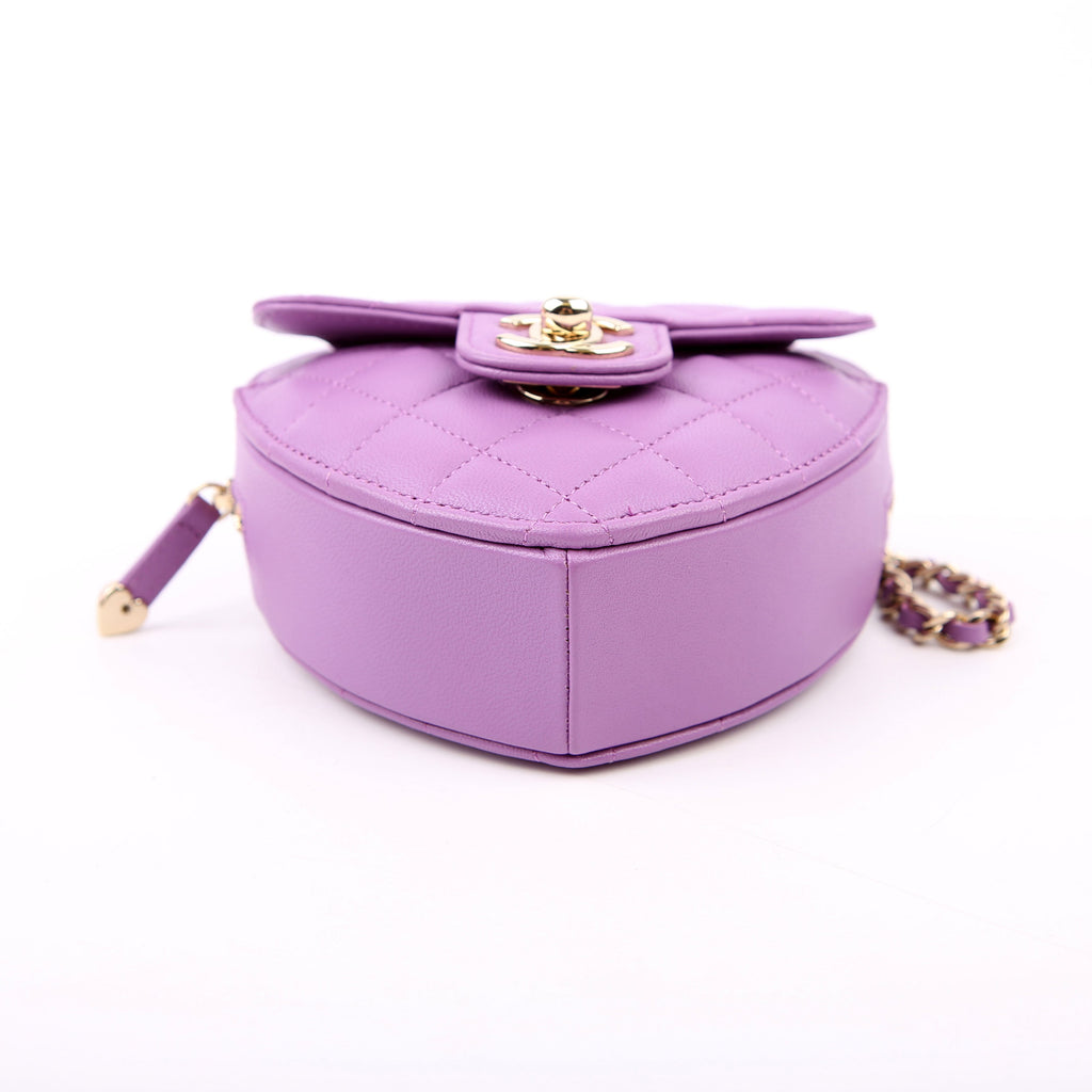 Chanel CC In Love Heart Clutch Quilted Lambskin Purple