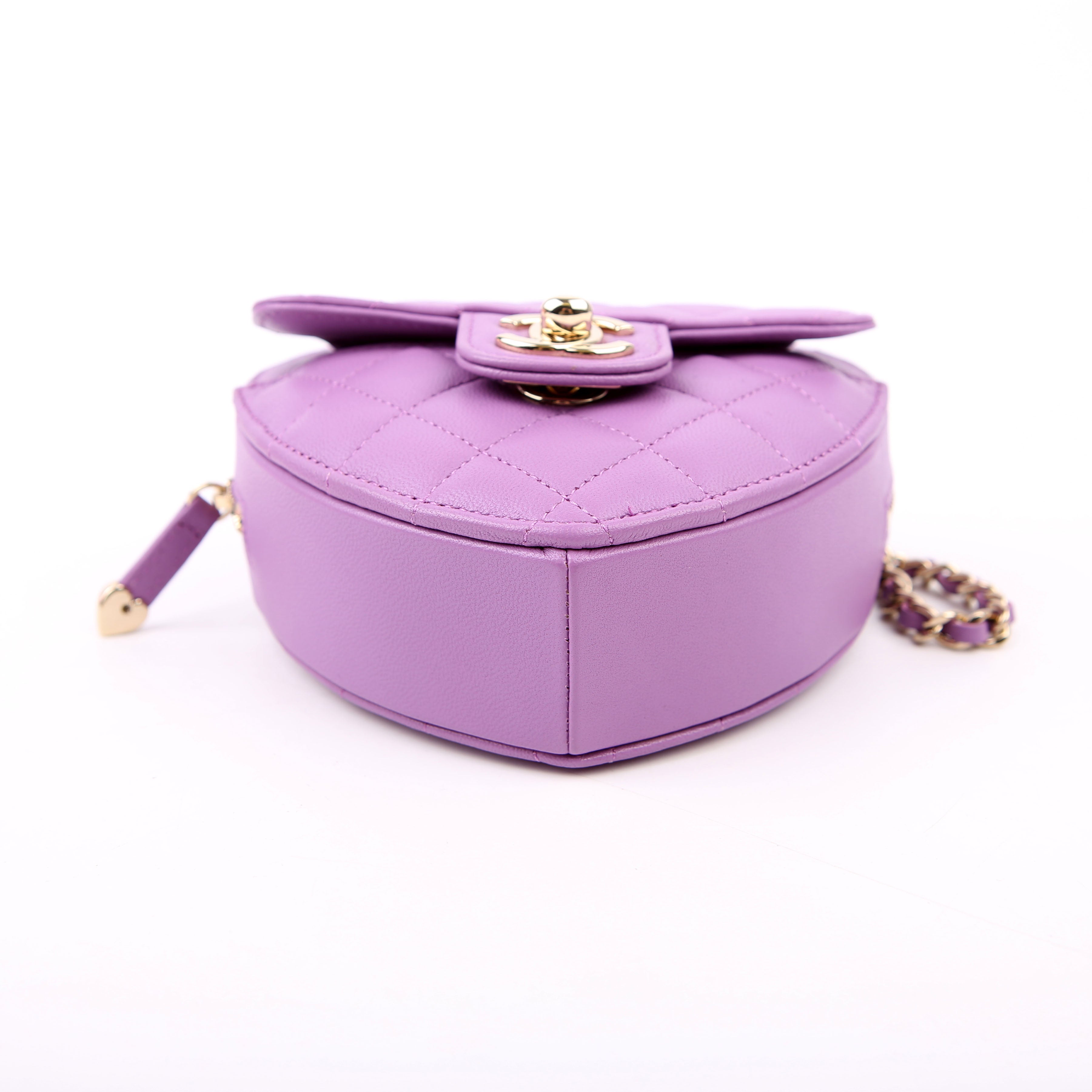 Chanel CC In Love Heart Clutch Quilted Lambskin Purple
