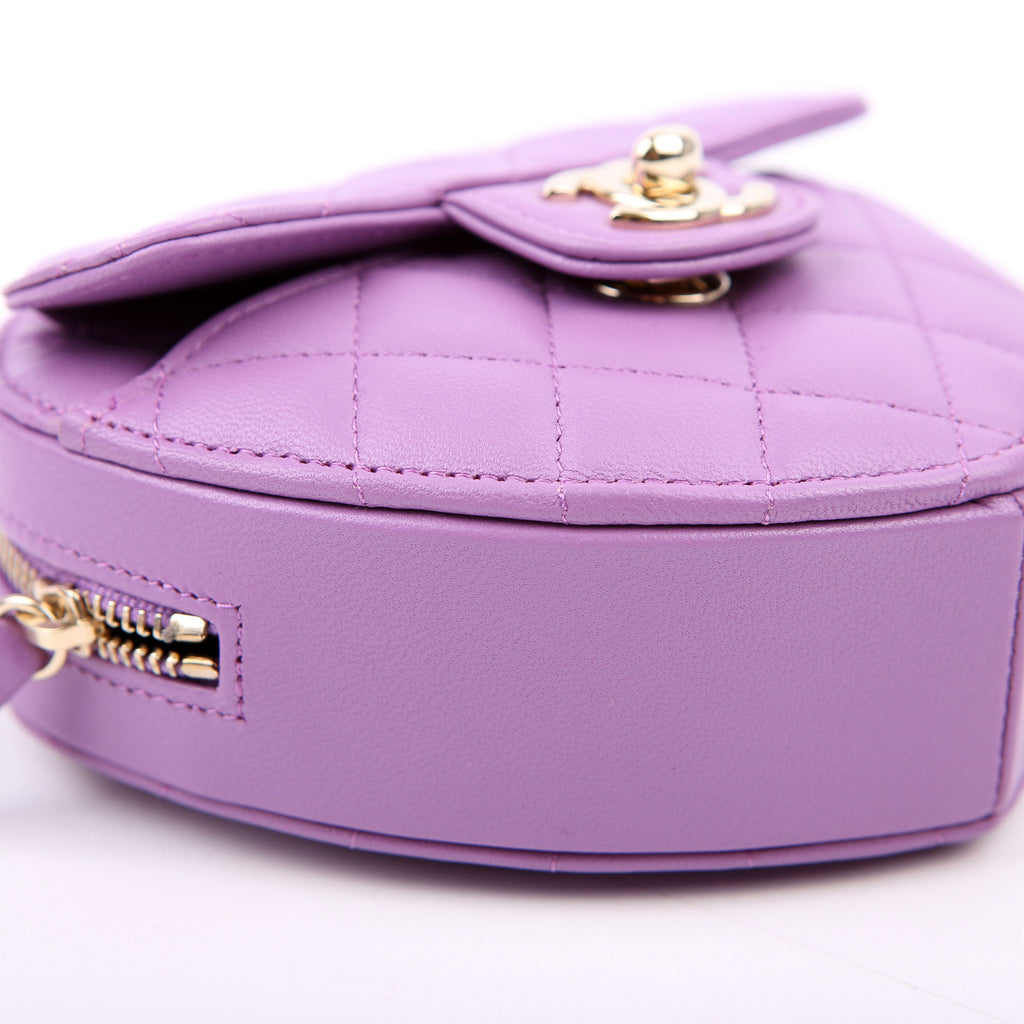 Chanel CC In Love Heart Clutch Quilted Lambskin Purple