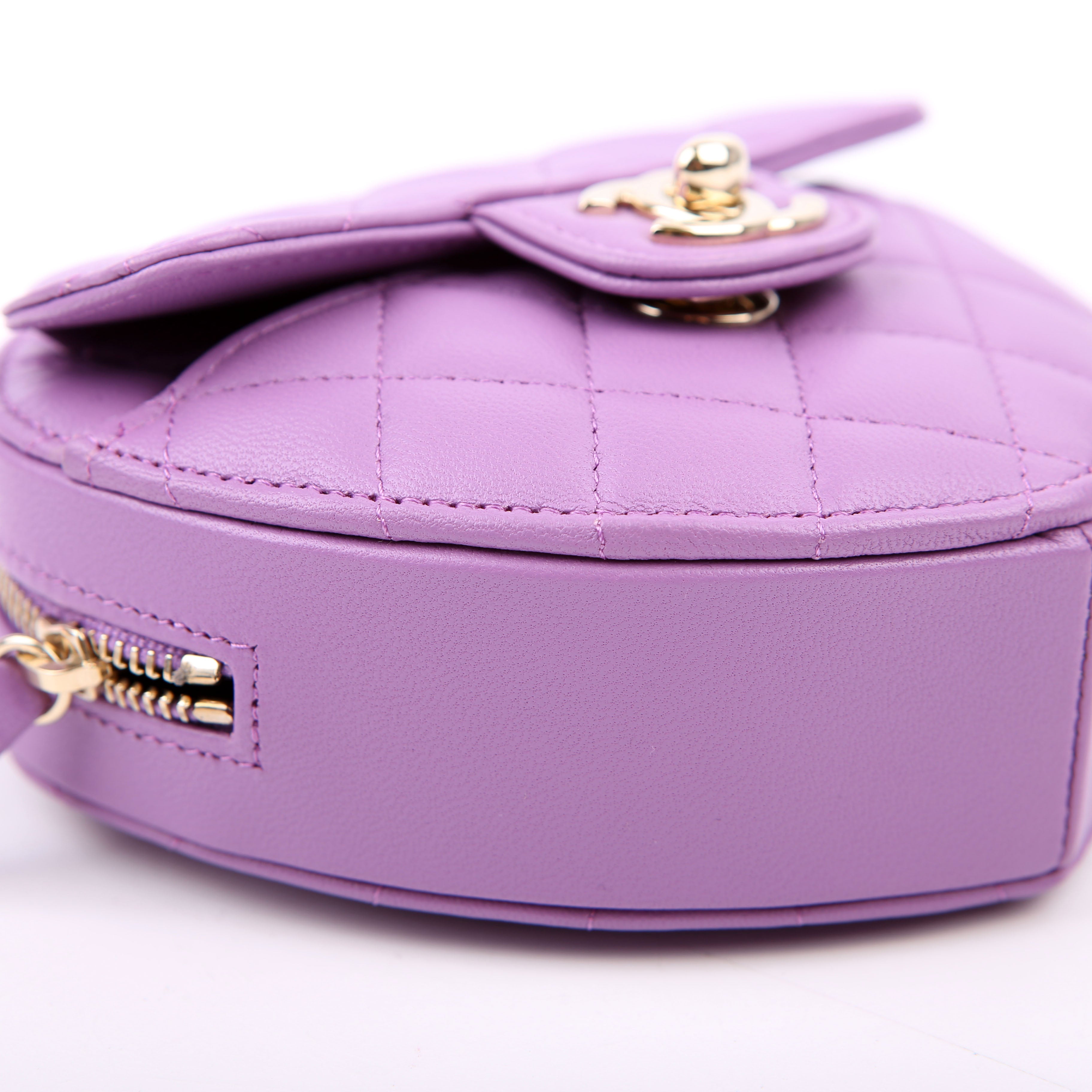 Chanel CC In Love Heart Clutch Quilted Lambskin Purple