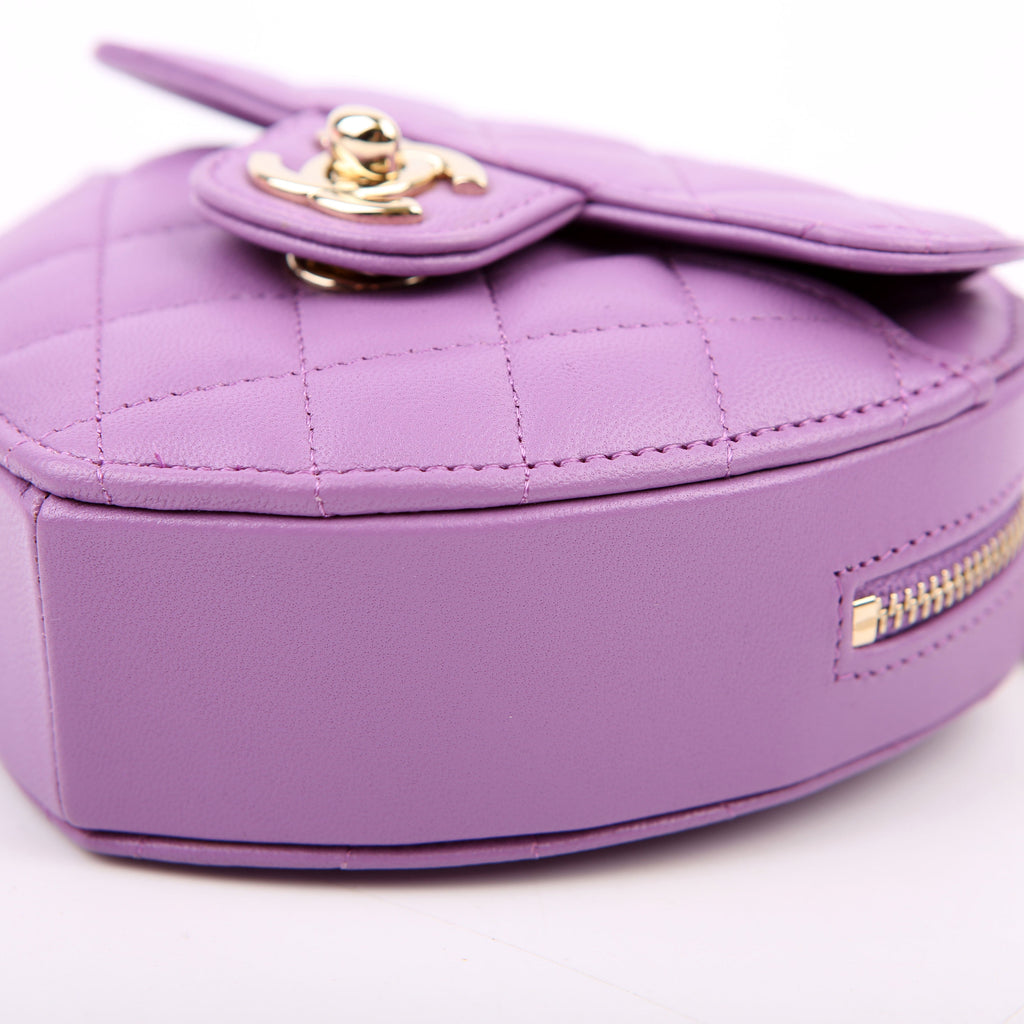 Chanel CC In Love Heart Clutch Quilted Lambskin Purple