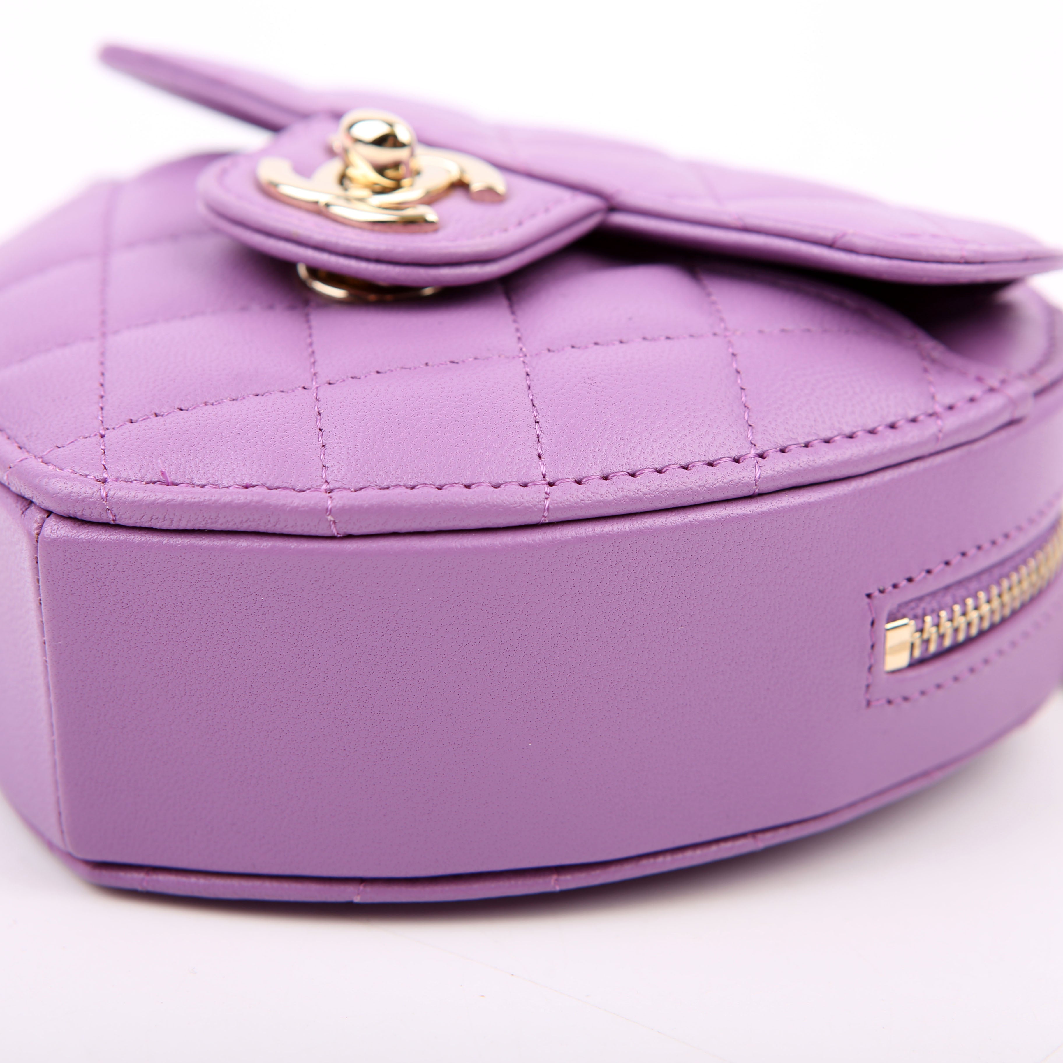 Chanel CC In Love Heart Clutch Quilted Lambskin Purple