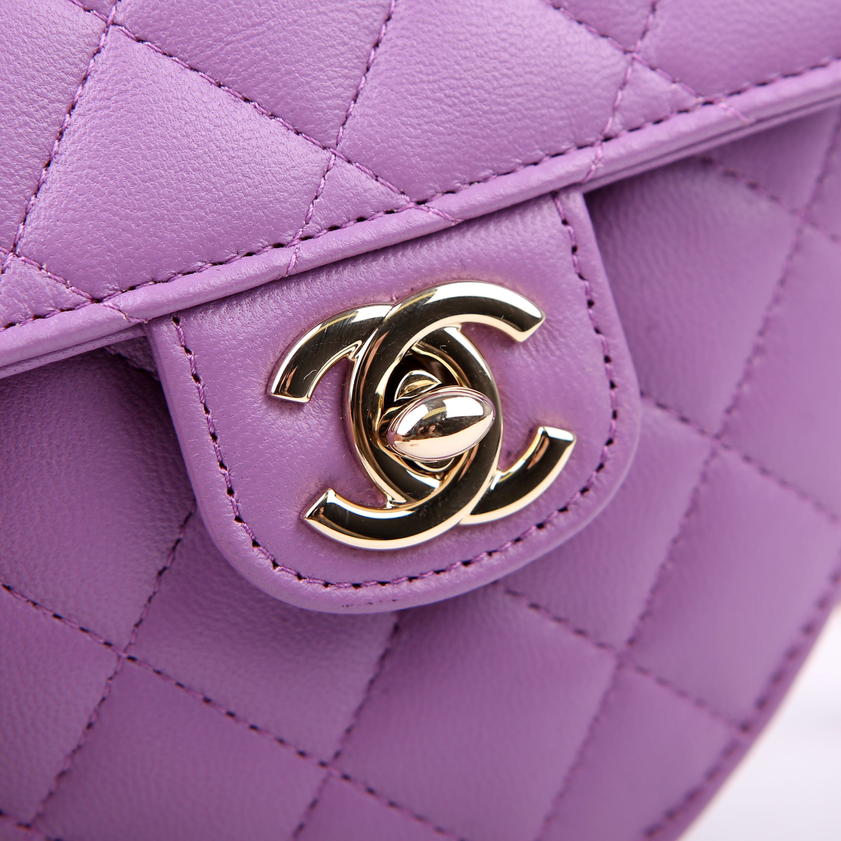 Chanel CC In Love Heart Clutch Quilted Lambskin Purple