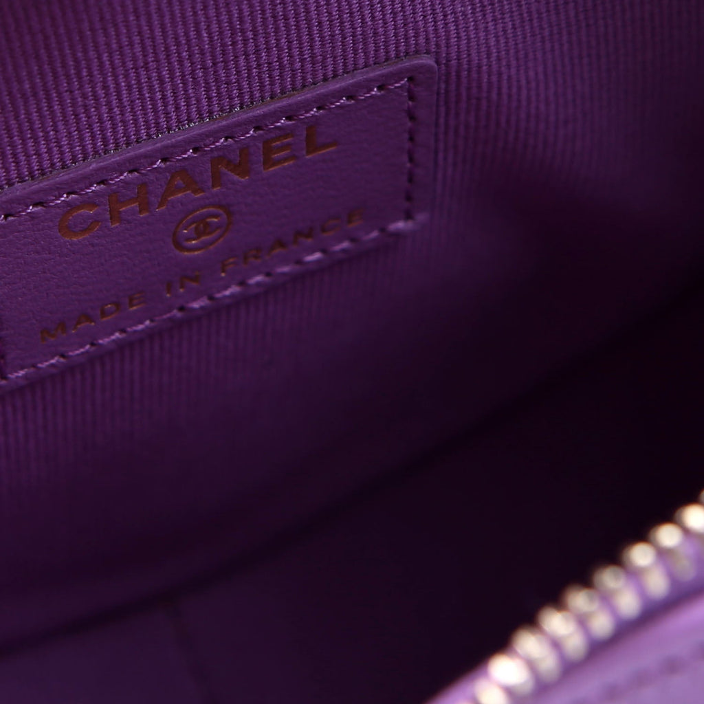 Chanel CC In Love Heart Clutch Quilted Lambskin Purple