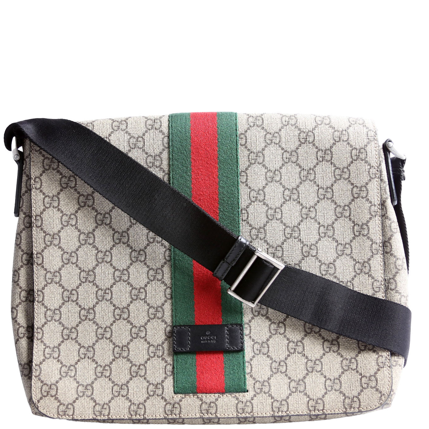 Gucci 475432 GG Supreme Ophidia Web Flap Messenger