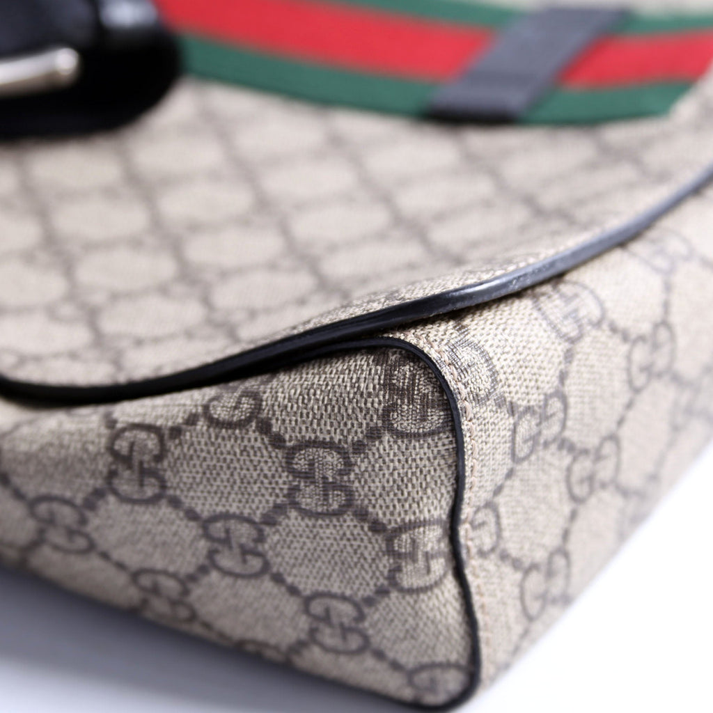 Gucci 475432 GG Supreme Ophidia Web Flap Messenger
