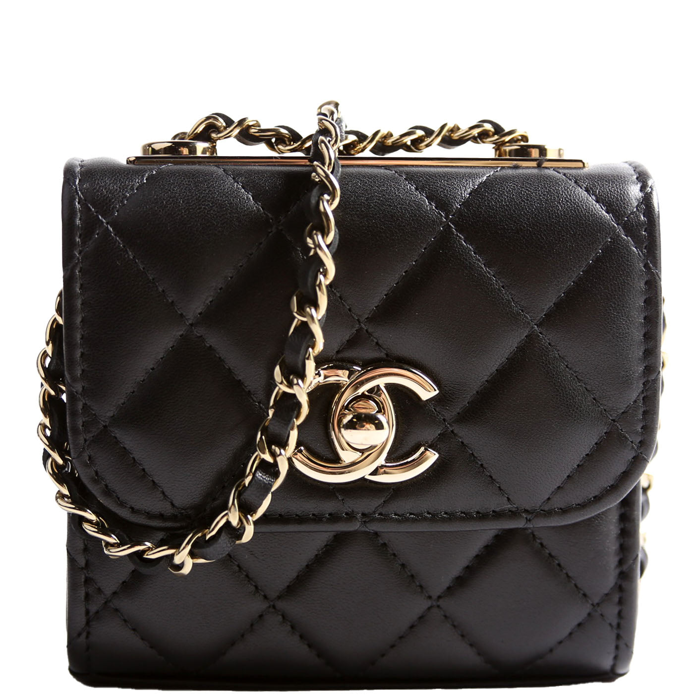 Chanel Trendy CC Clutch With Chain Quilted Lambskin 32M Black