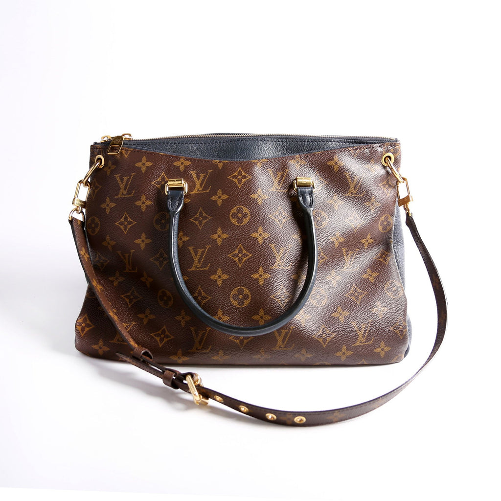 Louis Vuitton Pallas Tote Monogram Leather Side Navy