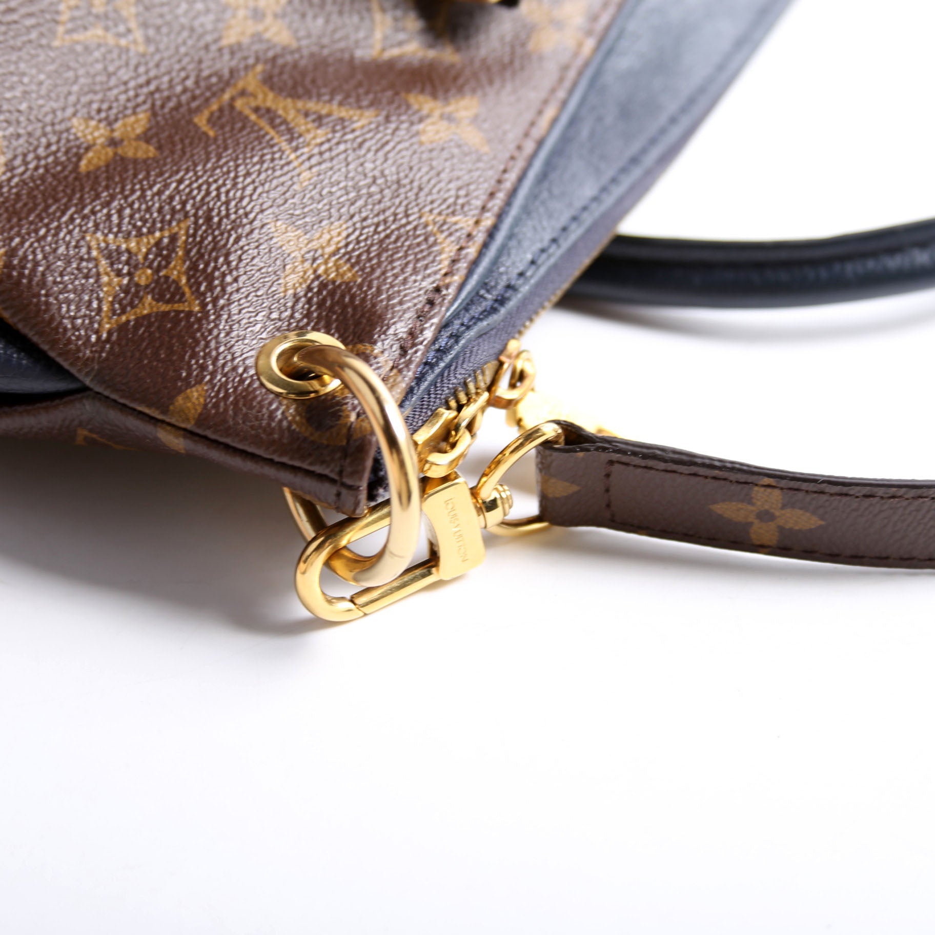 Louis Vuitton Pallas Tote Monogram Leather Side Navy