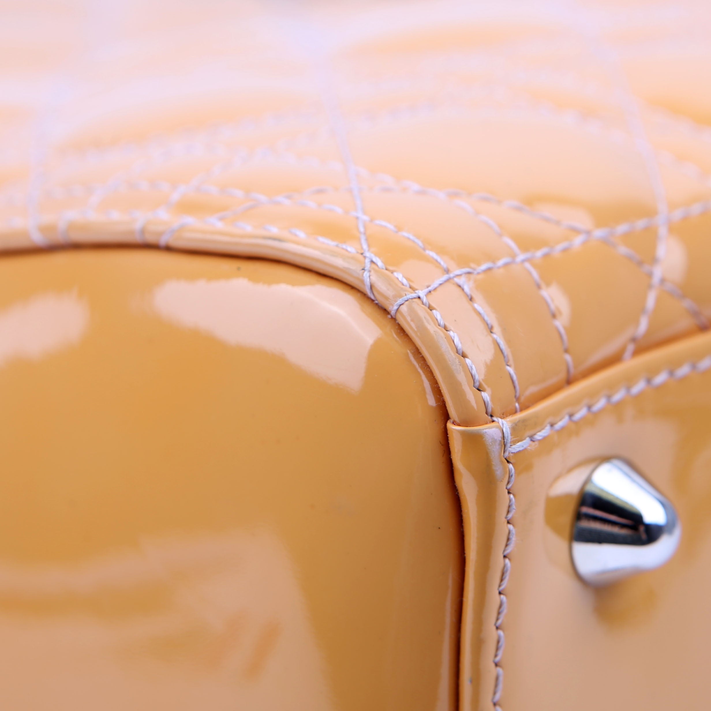 Christian Dior Lady Dior Large Cannage Patent Yellow