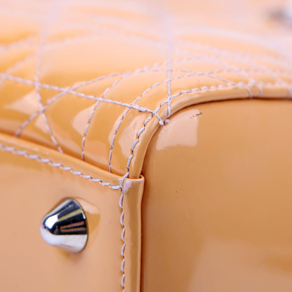 Christian Dior Lady Dior Large Cannage Patent Yellow