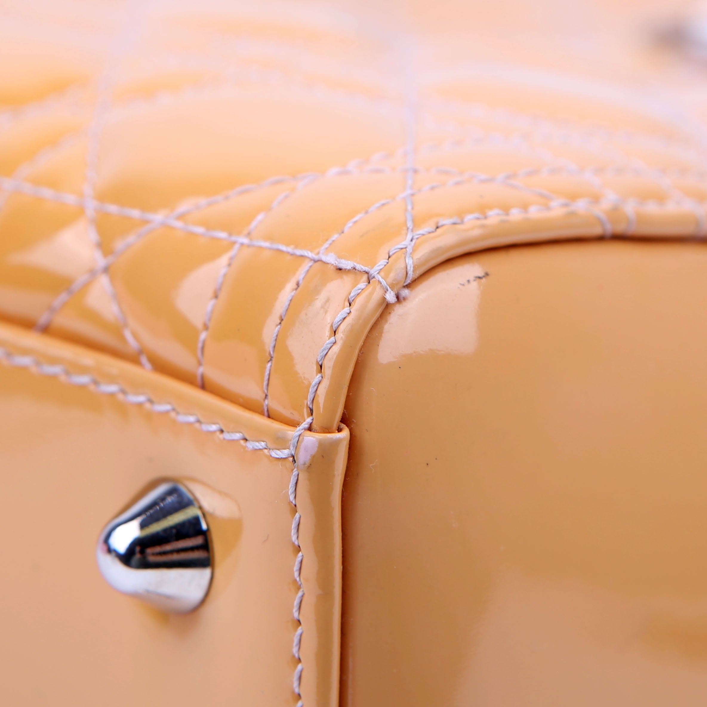 Christian Dior Lady Dior Large Cannage Patent Yellow