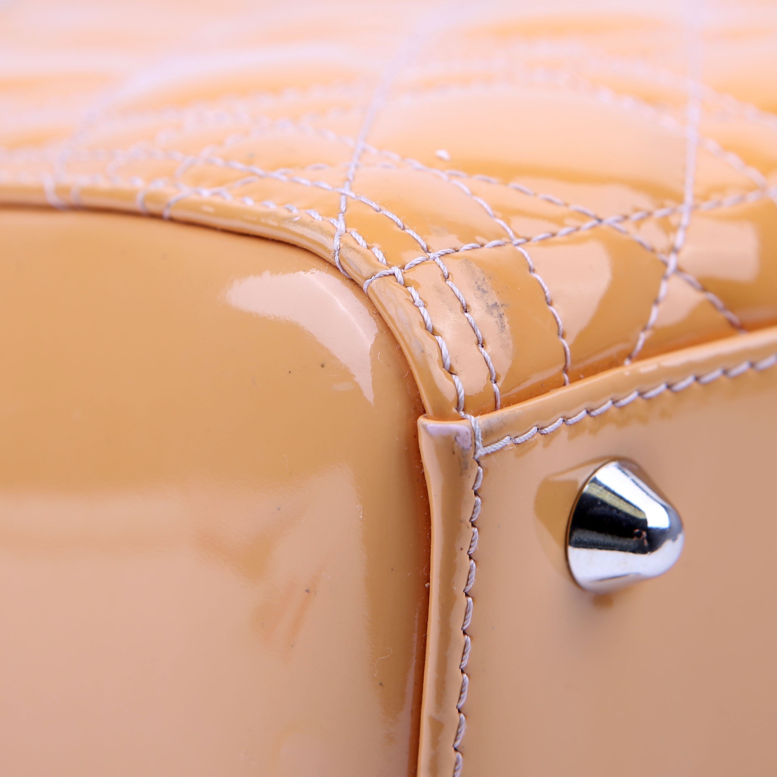 Christian Dior Lady Dior Large Cannage Patent Yellow