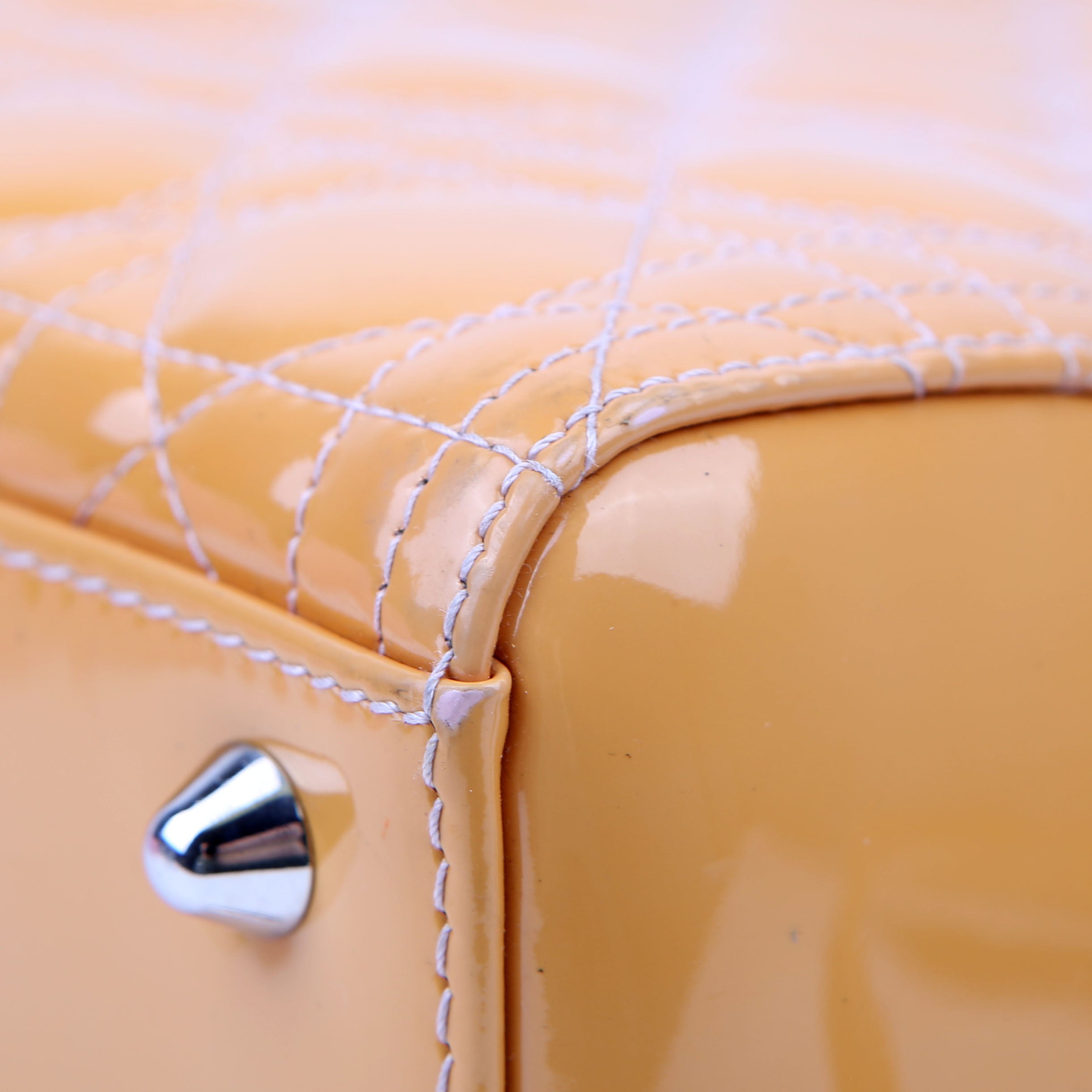 Christian Dior Lady Dior Large Cannage Patent Yellow