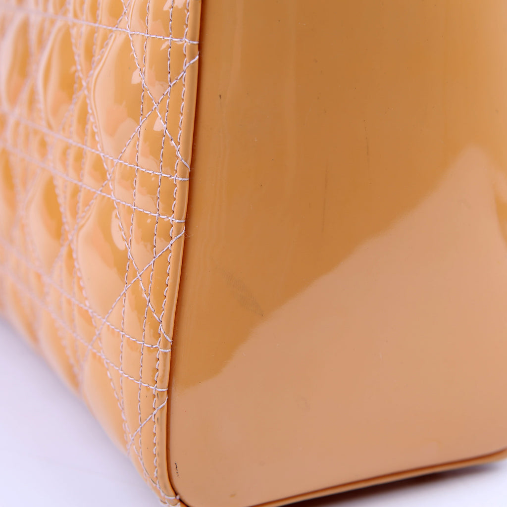 Christian Dior Lady Dior Large Cannage Patent Yellow