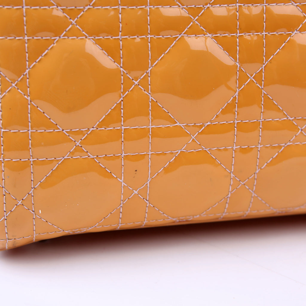 Christian Dior Lady Dior Large Cannage Patent Yellow