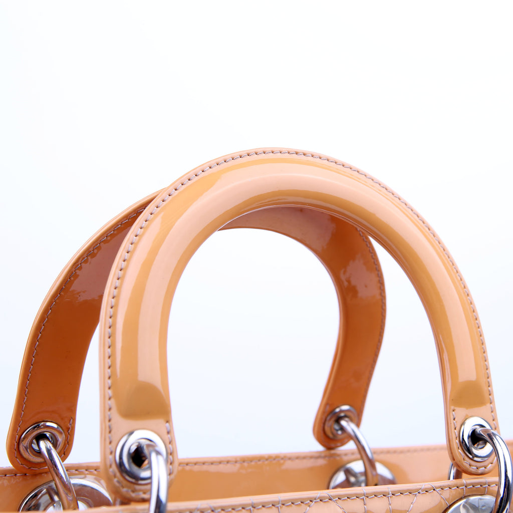 Christian Dior Lady Dior Large Cannage Patent Yellow