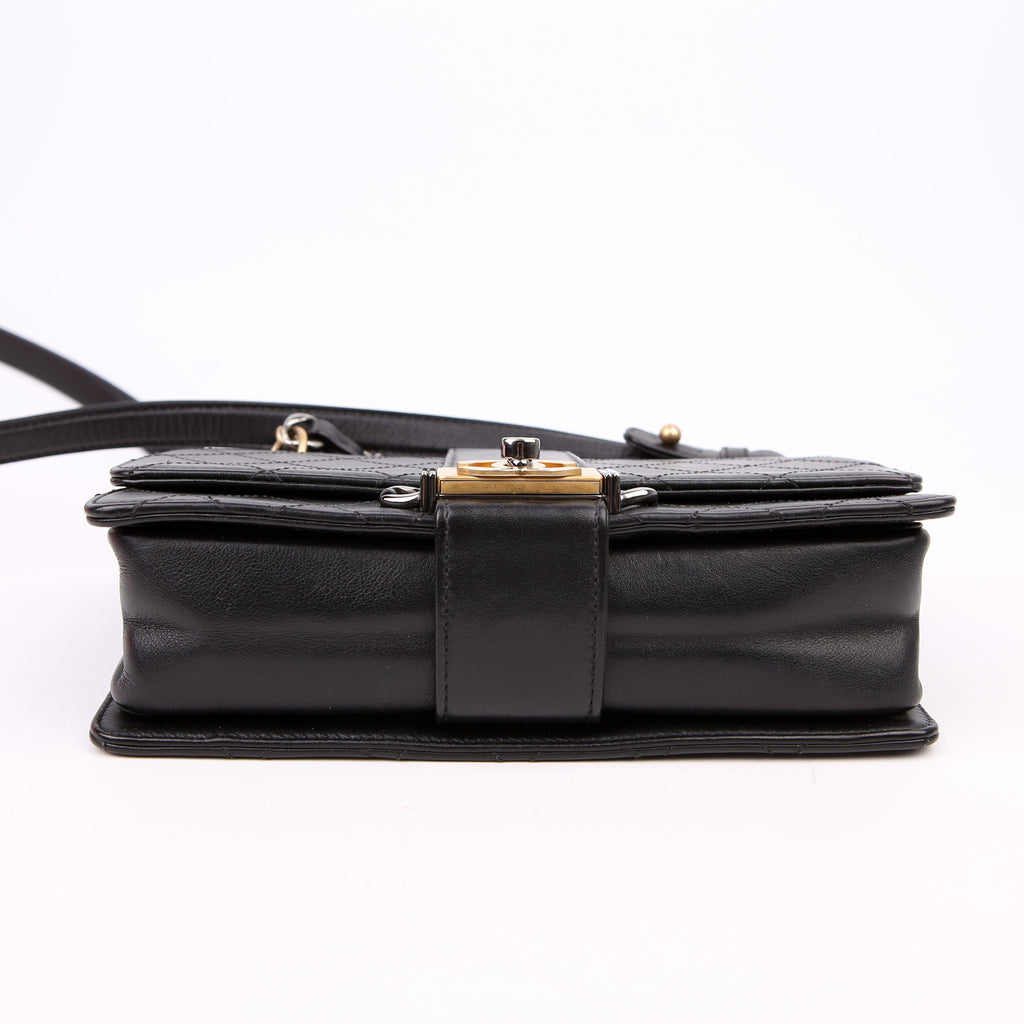 Chanel Double Chain Top Handle Flap Calfskin 26M Black