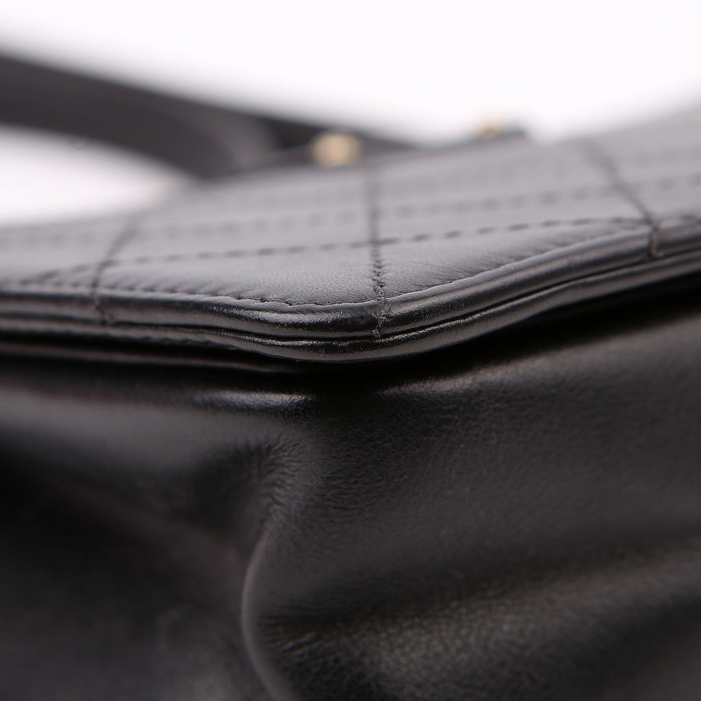 Chanel Double Chain Top Handle Flap Calfskin 26M Black