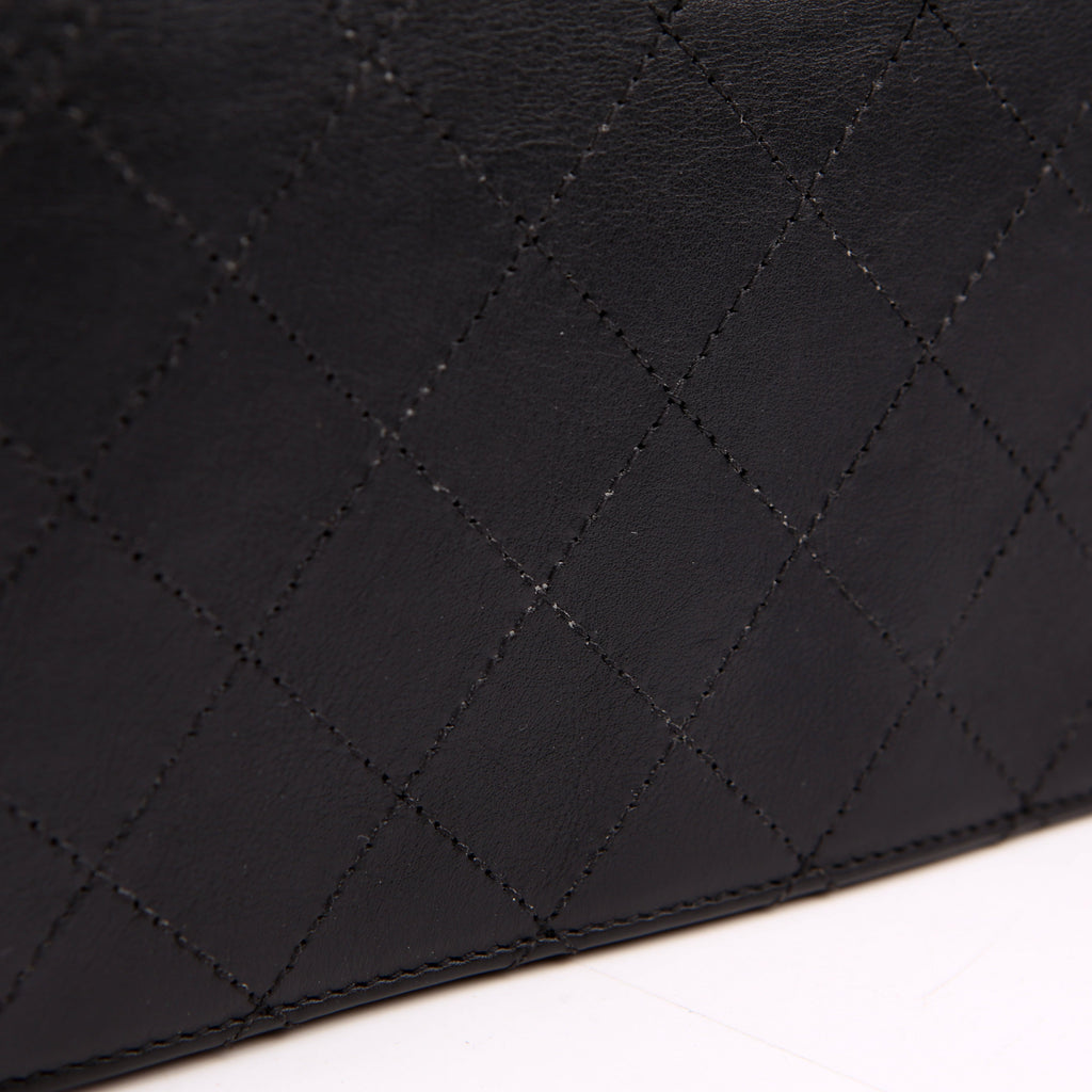 Chanel Double Chain Top Handle Flap Calfskin 26M Black