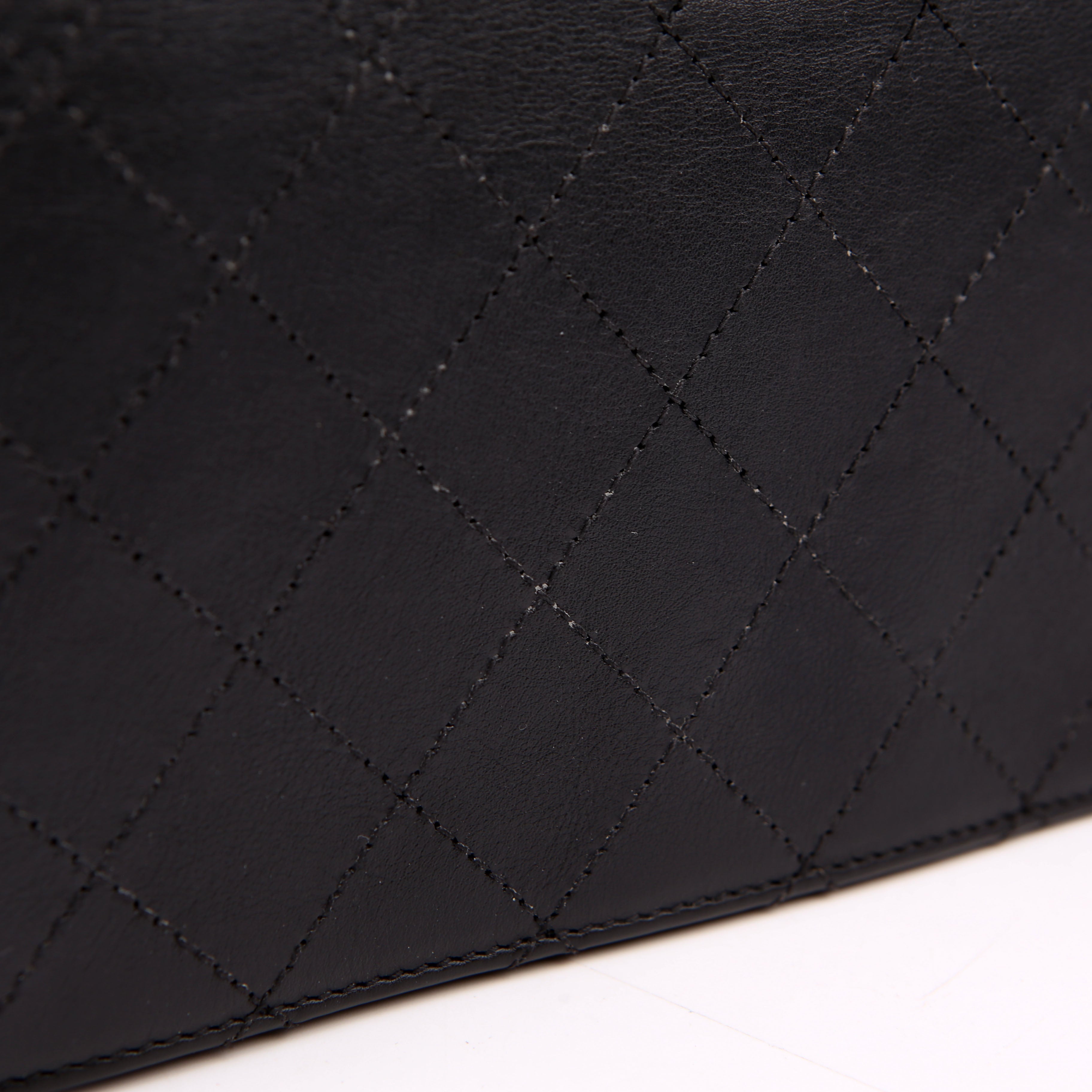 Chanel Double Chain Top Handle Flap Calfskin 26M Black