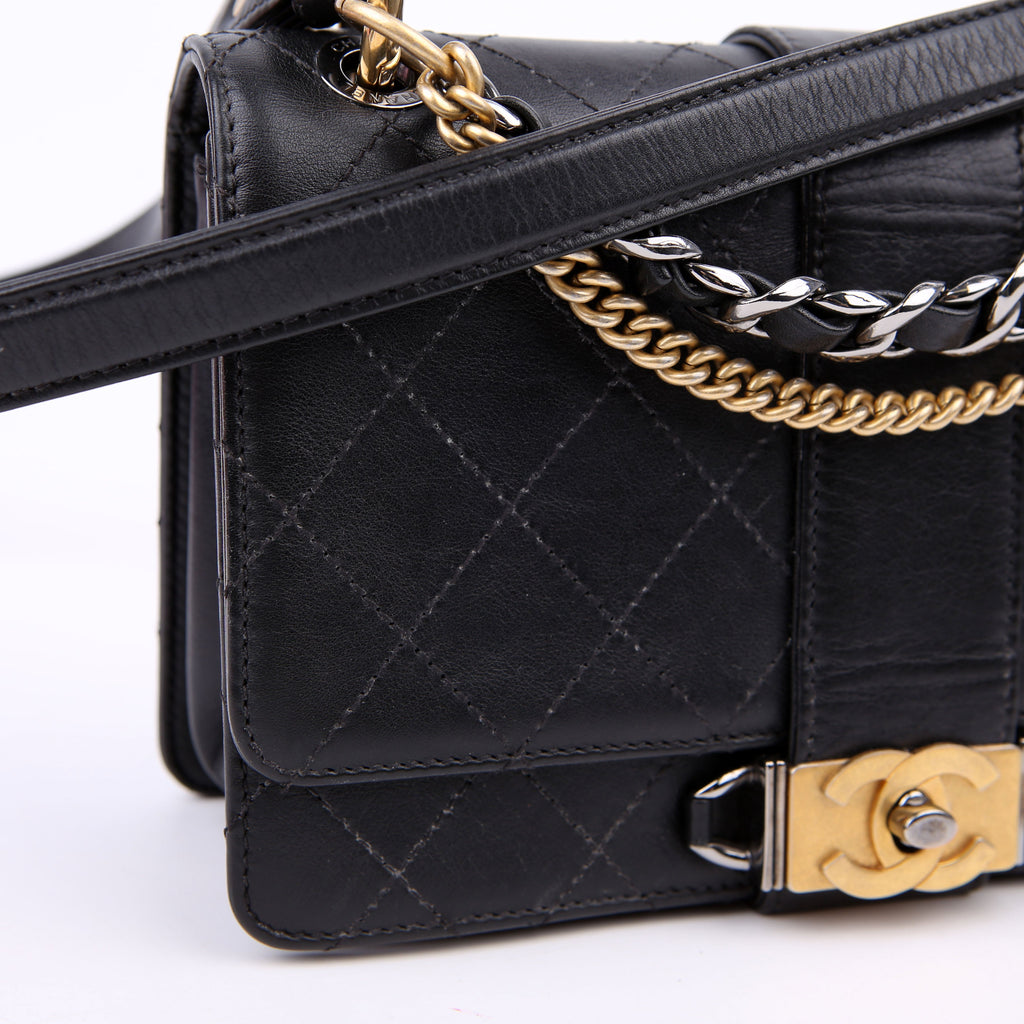 Chanel Double Chain Top Handle Flap Calfskin 26M Black