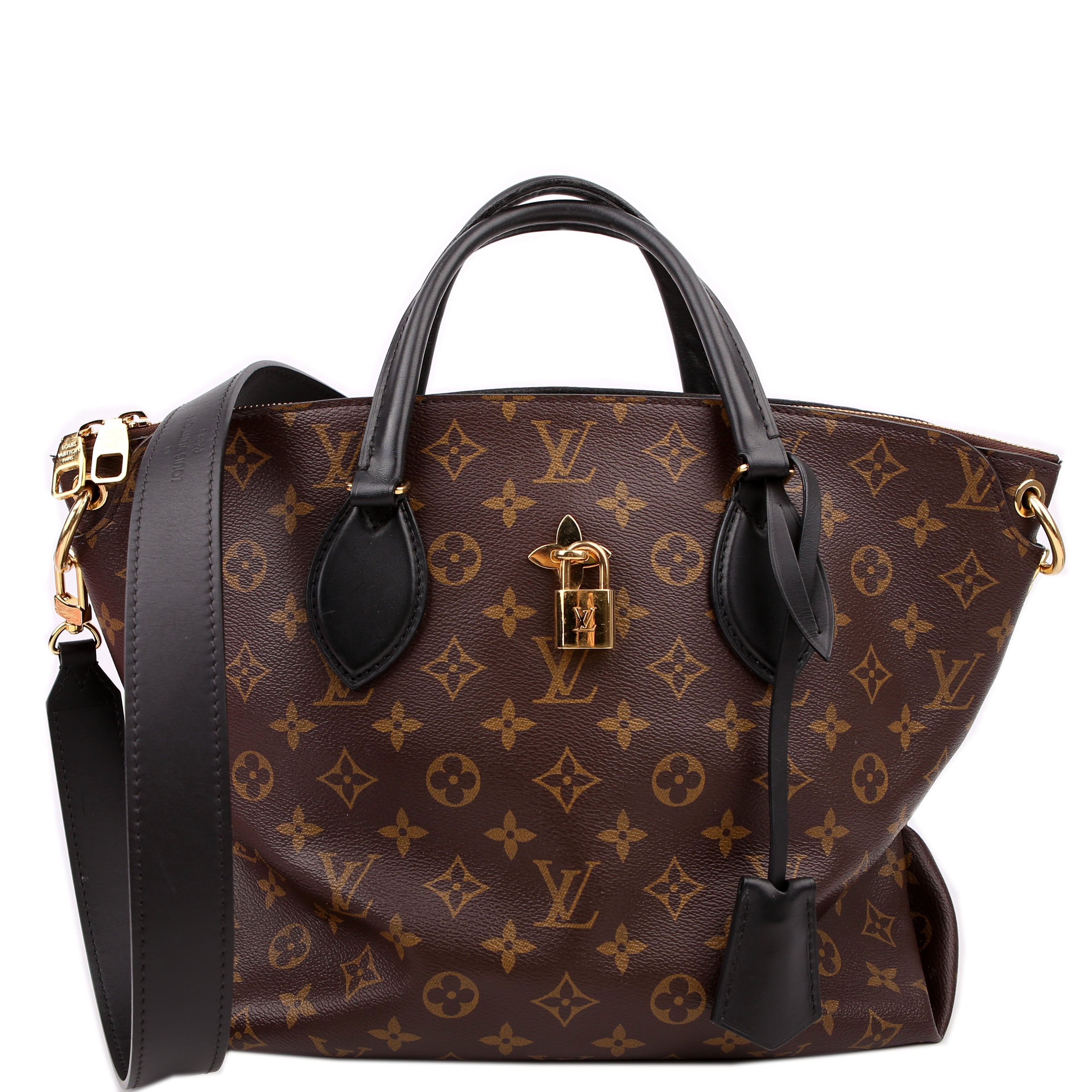 Louis Vuitton Flower Zipped Tote MM Monogram Black