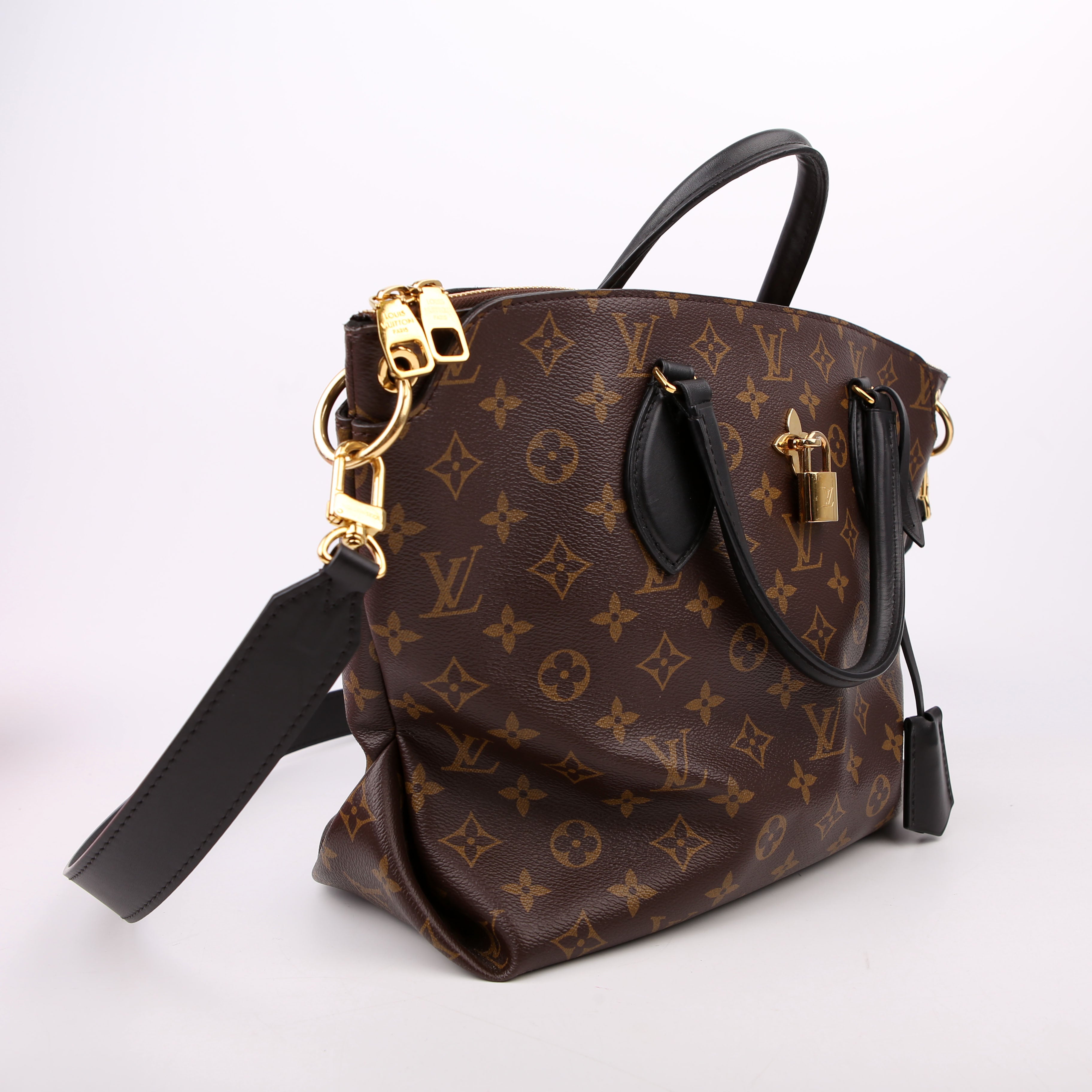 Louis Vuitton Flower Zipped Tote MM Monogram Black