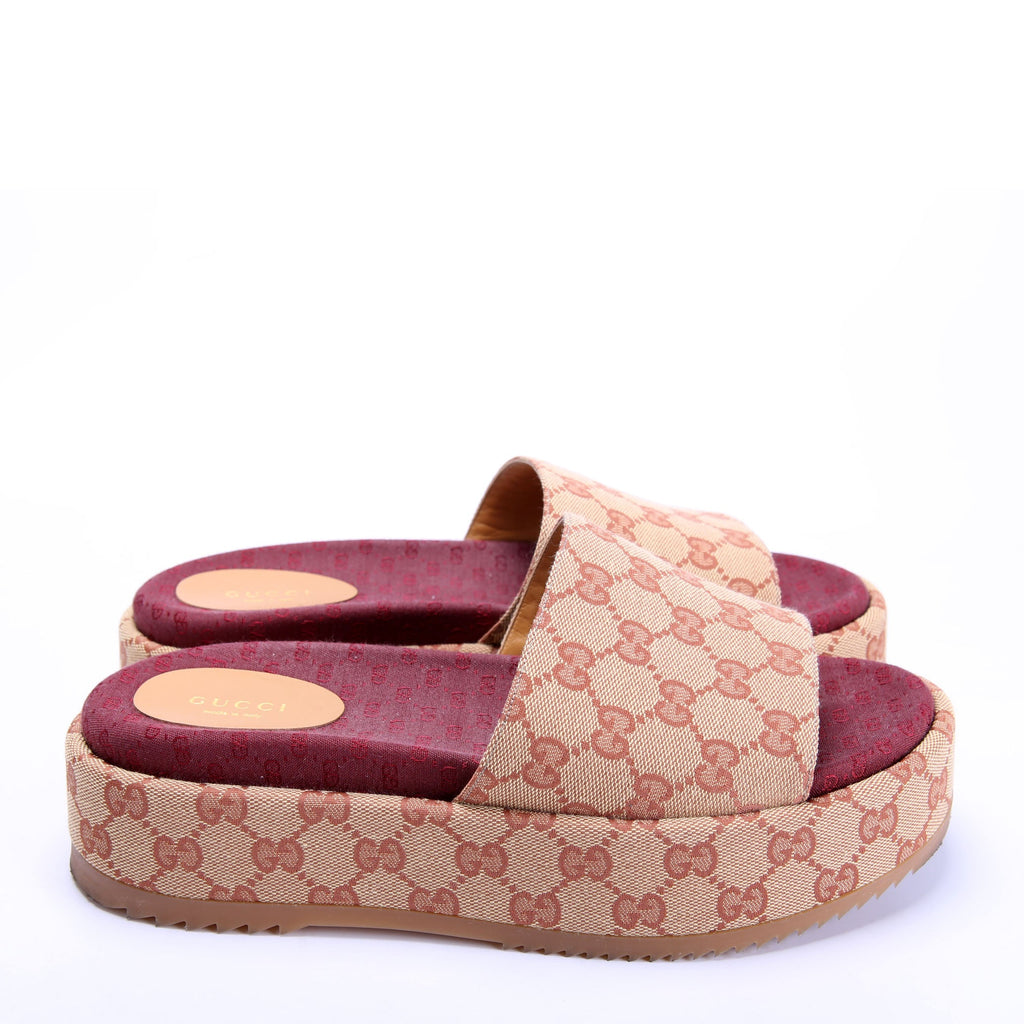 Gucci GG Canvas Platform Slides Size 40