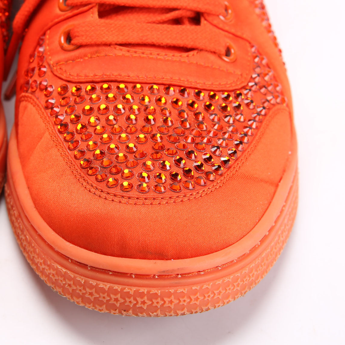 Gucci Satin Crystal High Top Sneakers Size 40 Orange