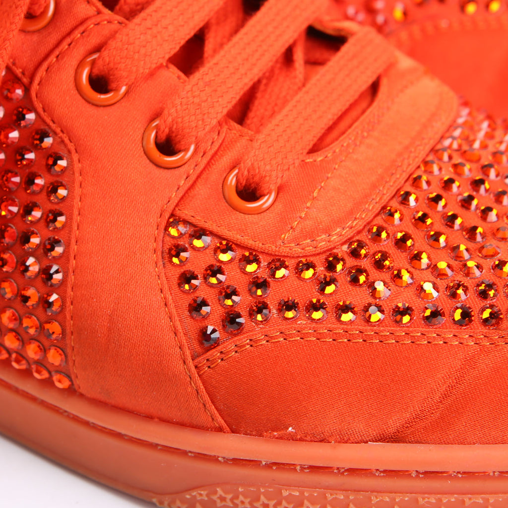 Gucci Satin Crystal High Top Sneakers Size 40 Orange